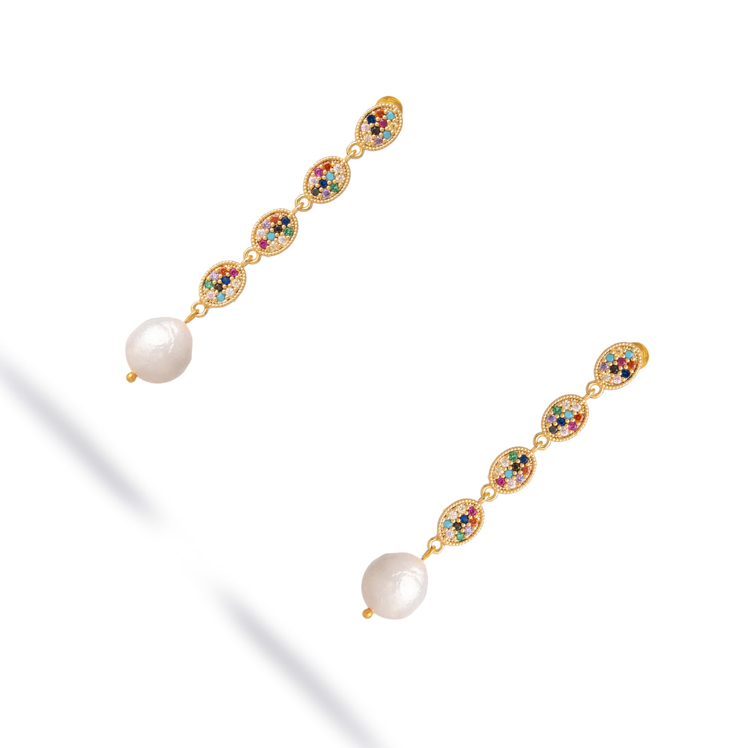 Radiant Gemstone & Pearl Cascade Earrings