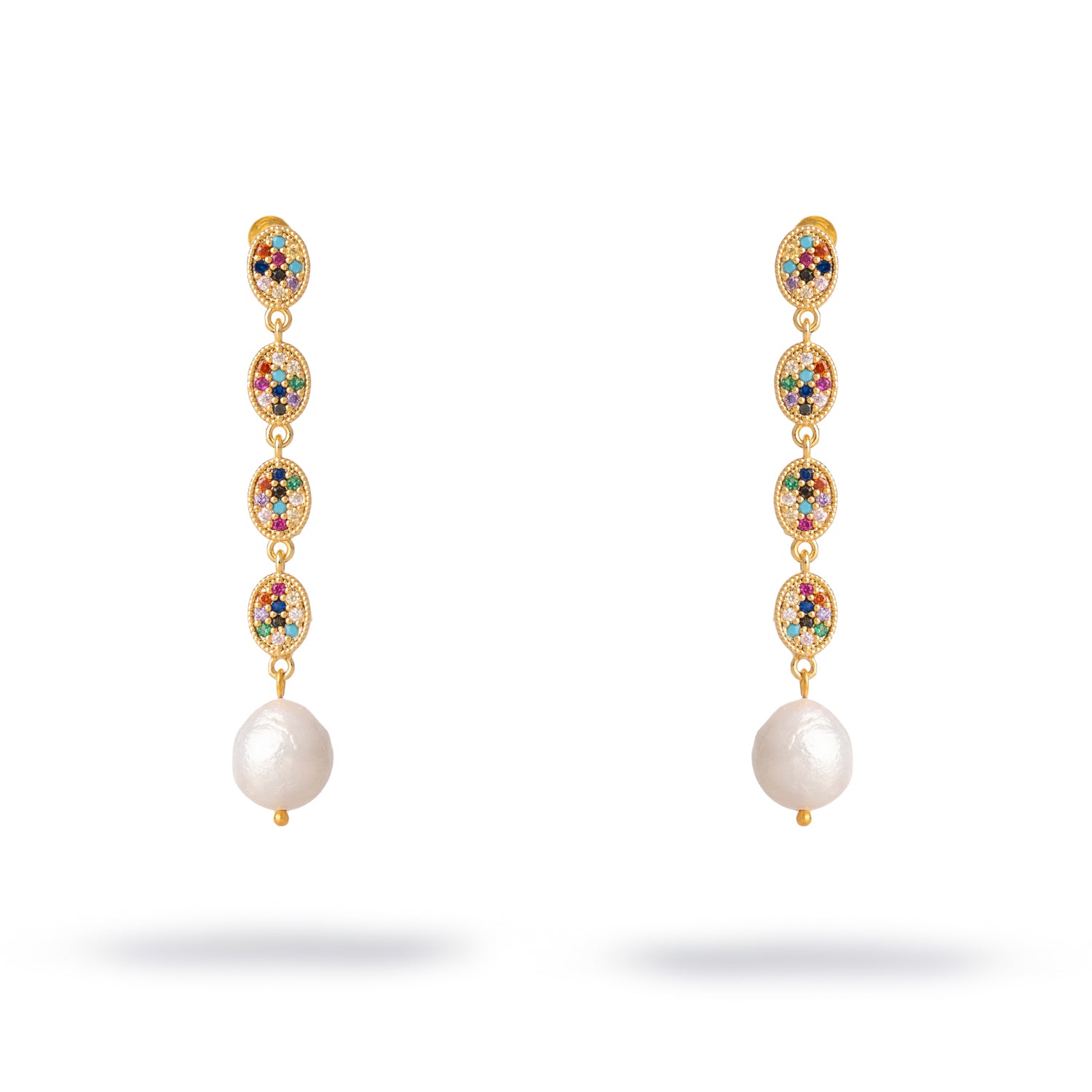 Radiant Gemstone & Pearl Cascade Earrings