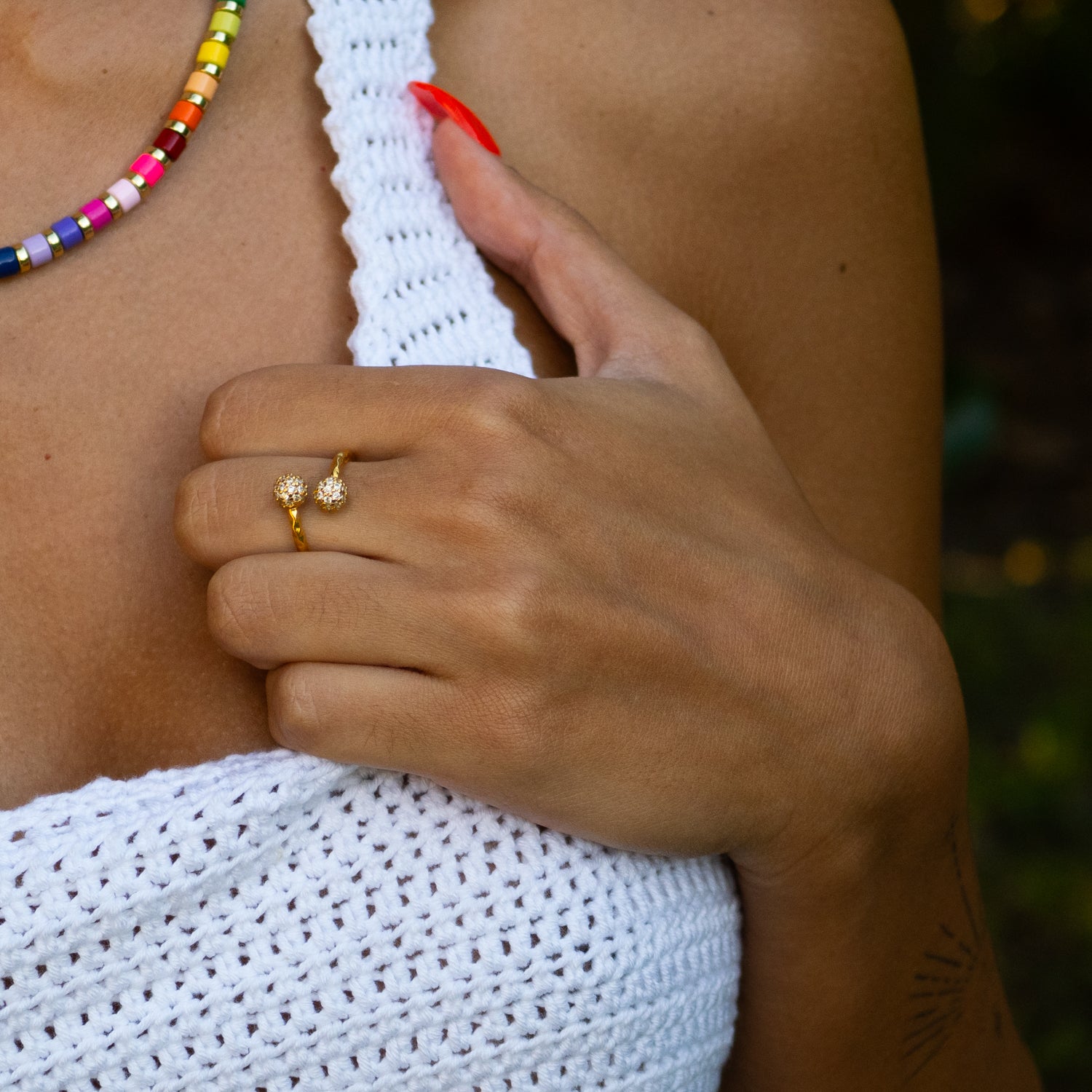 Radiant Majesty Diamond Adjustable Gold Cuff Ring