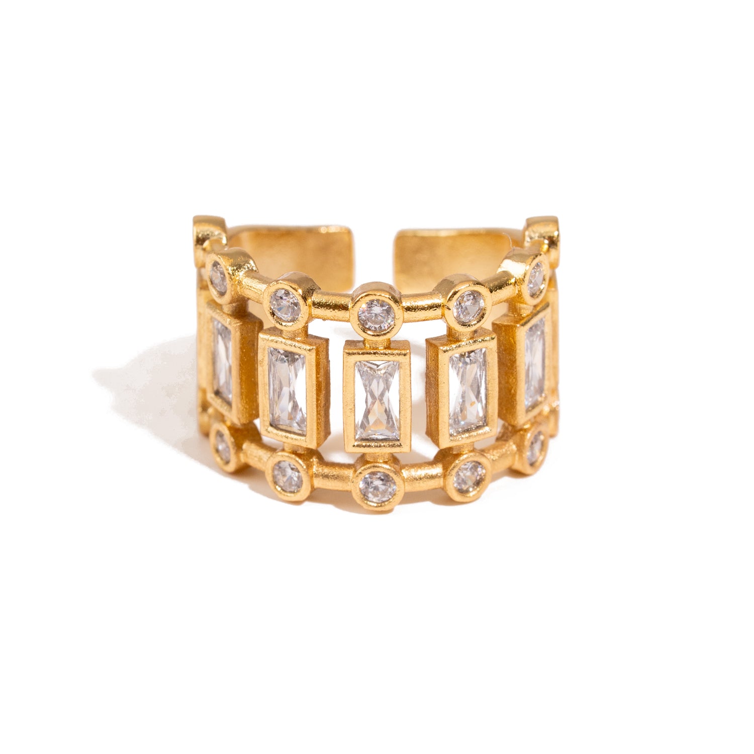 Radiant Majesty Diamond Gold Adjustable Cuff Ring