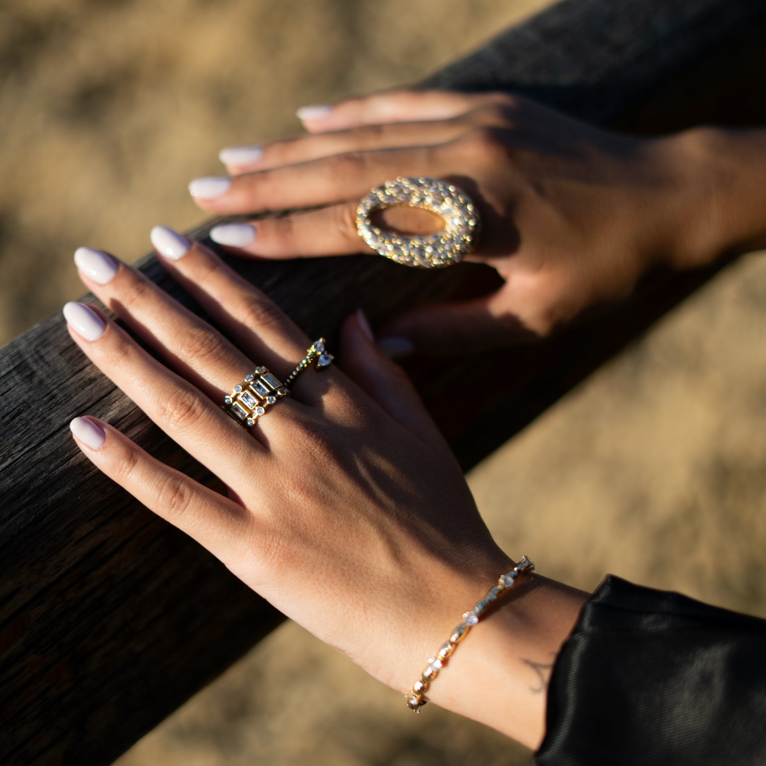 Radiant Majesty Diamond Gold Adjustable Cuff Ring