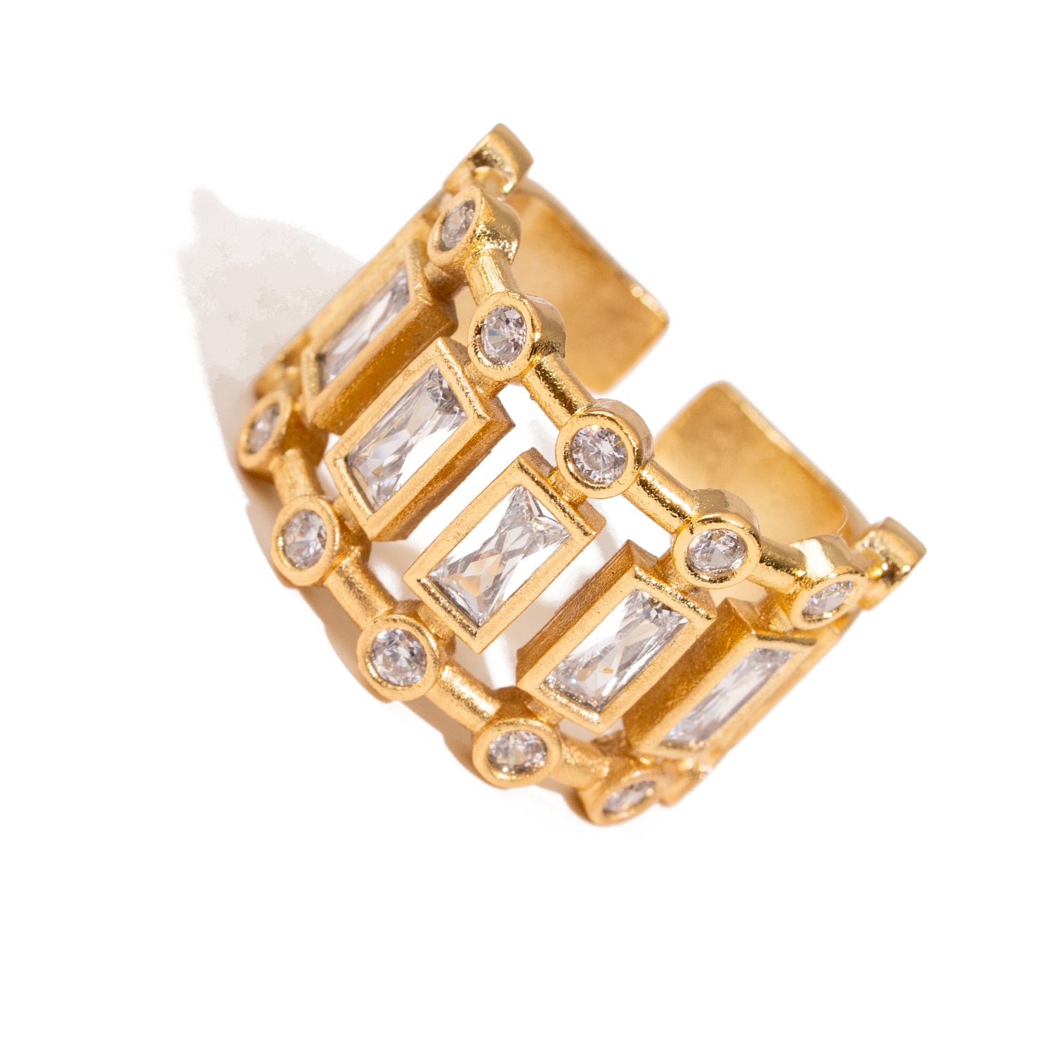 Radiant Majesty Diamond Gold Adjustable Cuff Ring