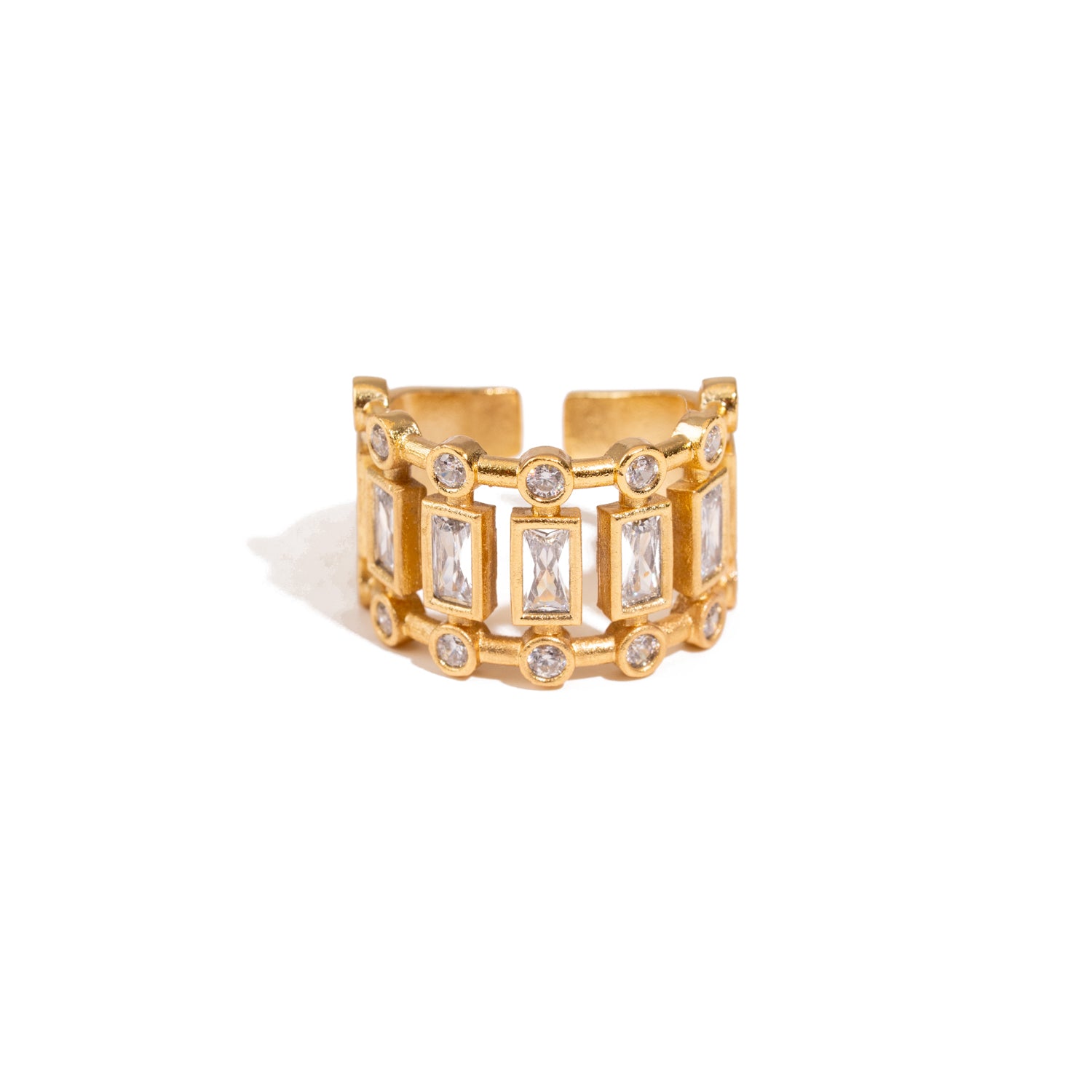Radiant Majesty Diamond Gold Adjustable Cuff Ring