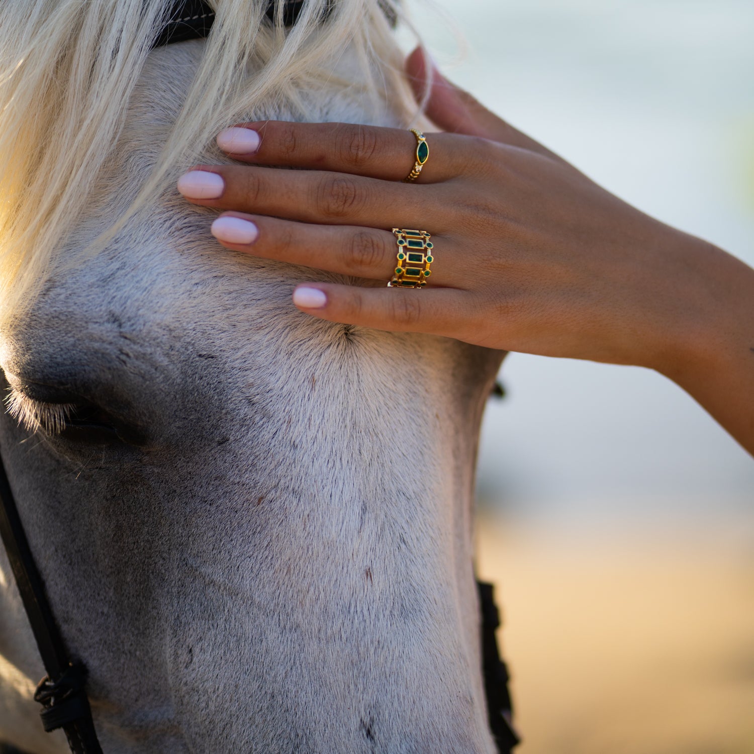 Radiant Majesty Emerald Gold Adjustable Cuff Ring