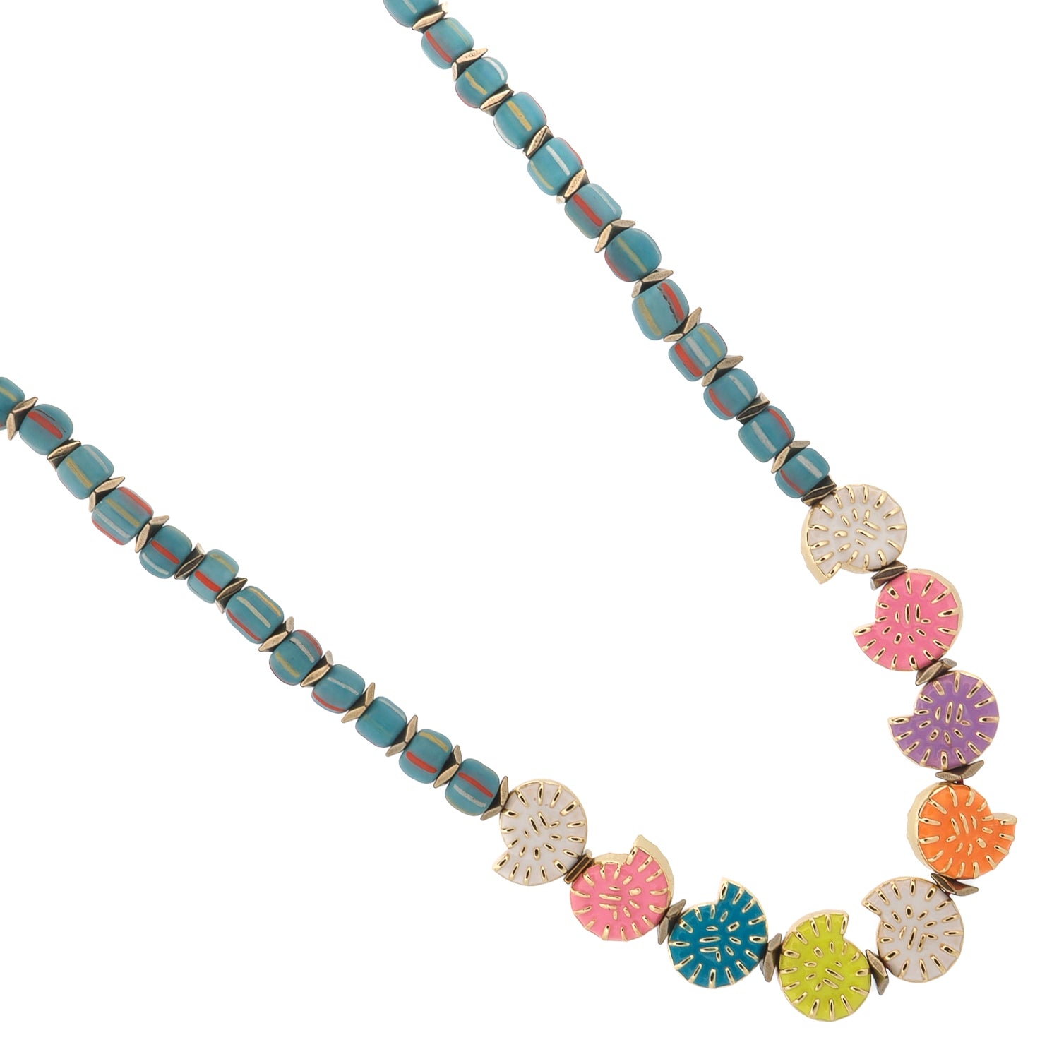 Rainbow Aura Seashell Evil Eye Handmade Necklace