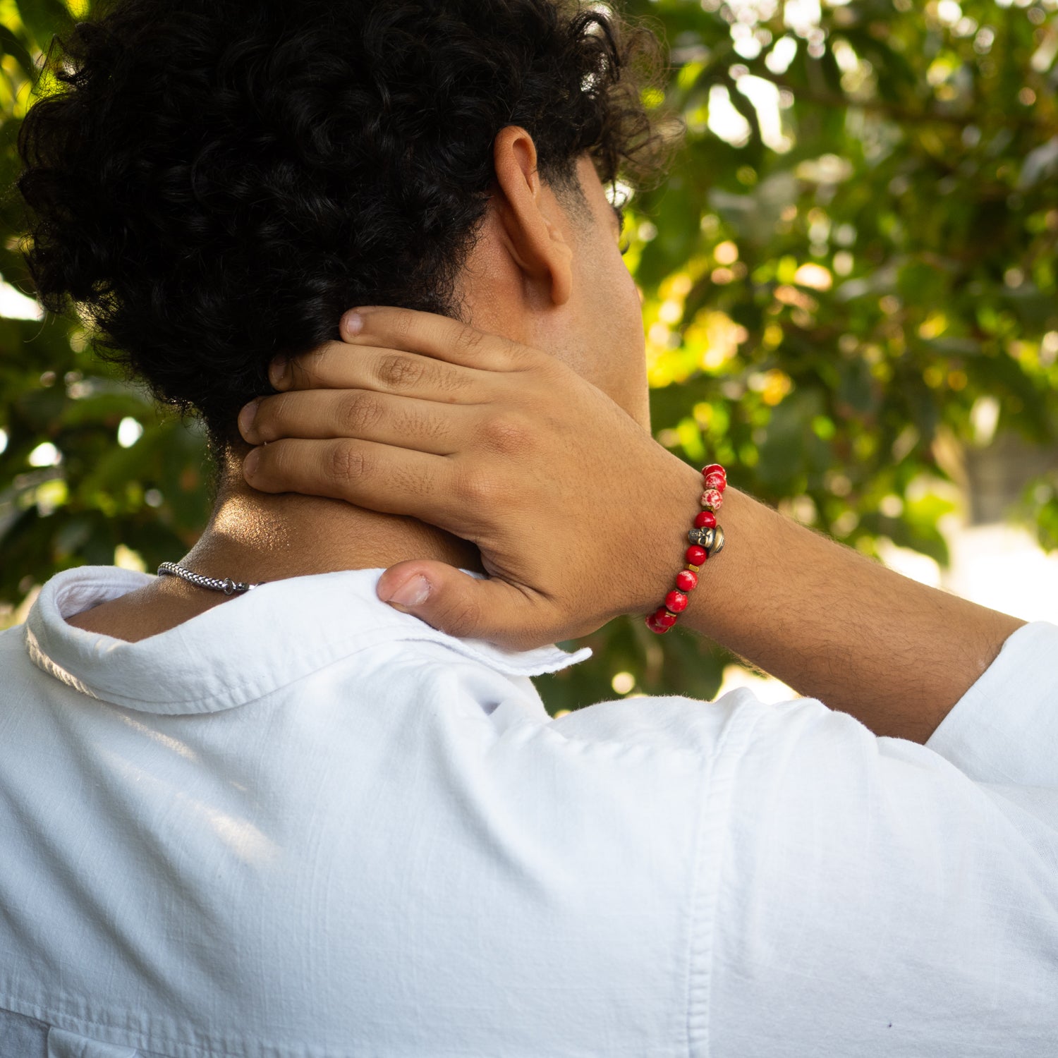Red Cowboy Hat Skull Bracelet