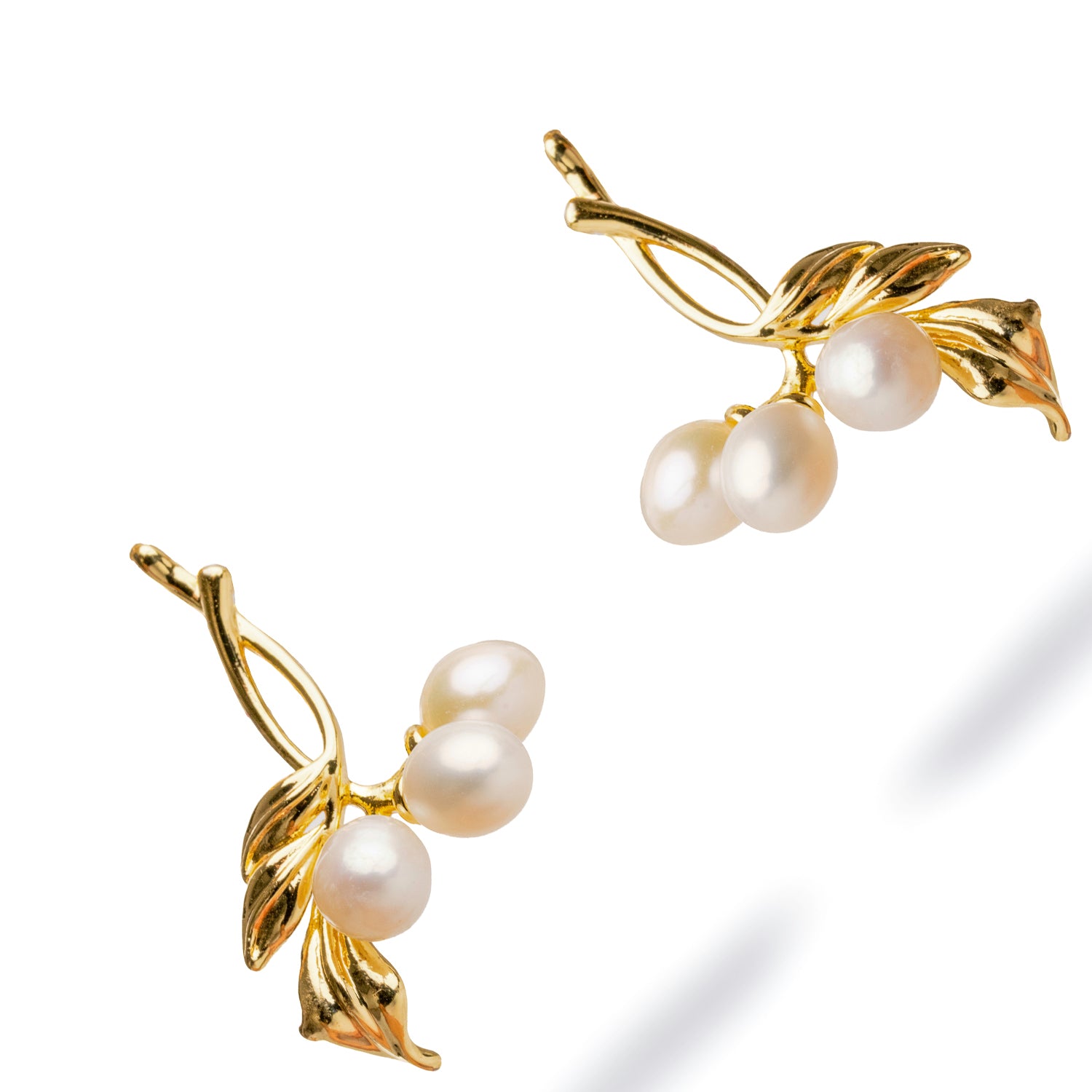 Romantic Gold and Pearl Dangle Earrings for Weddings and Special Occasions