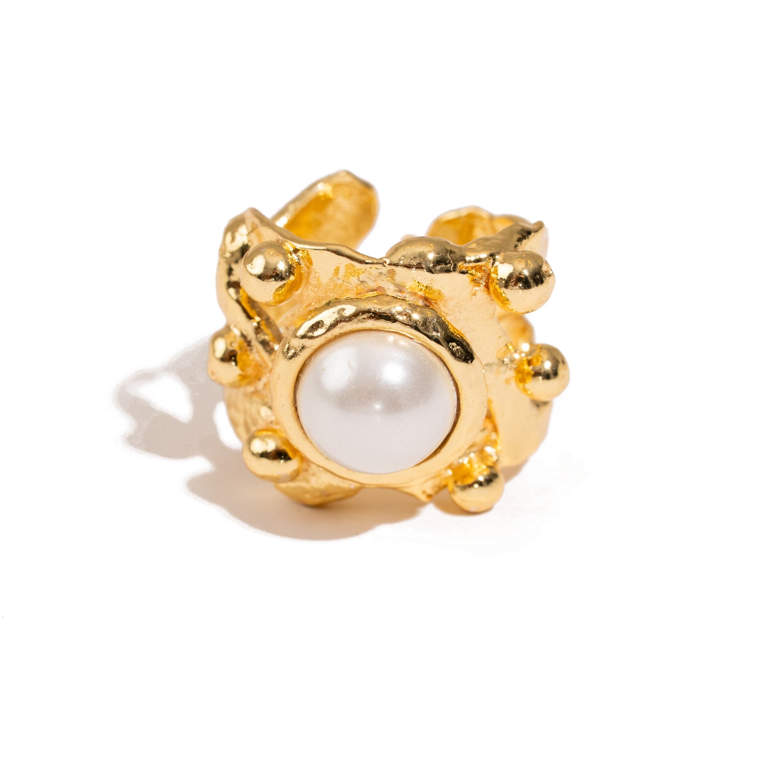 Royal Pearl Crown Gold Ring