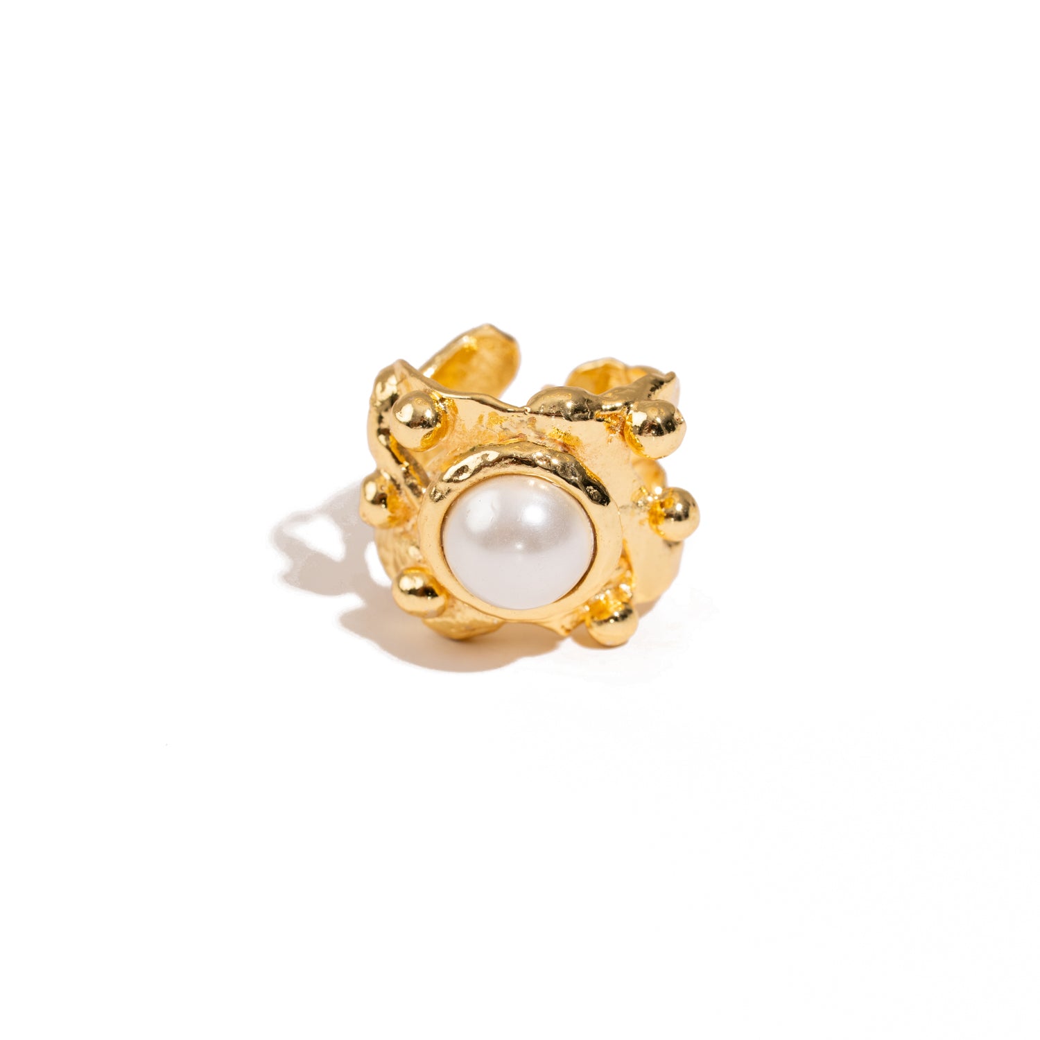 Royal Pearl Crown Gold Ring