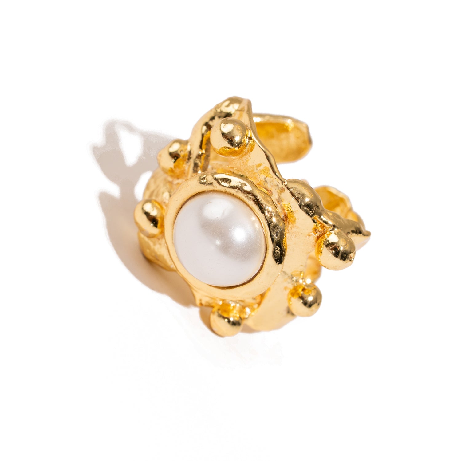 Royal Pearl Crown Gold Ring