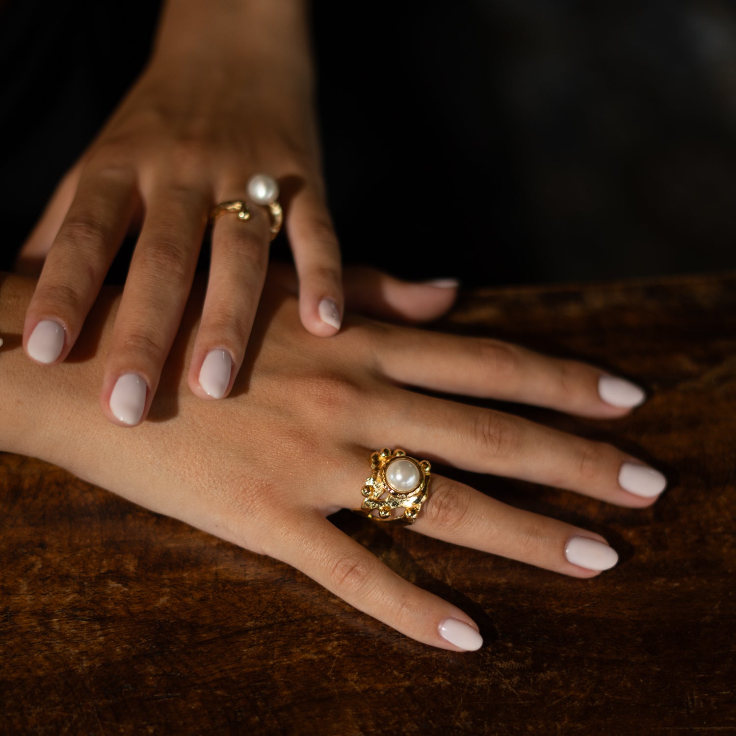 Royal Pearl Crown Gold Ring