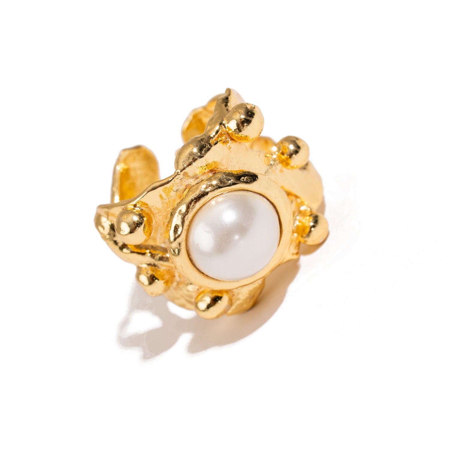 Royal Pearl Crown Gold Ring