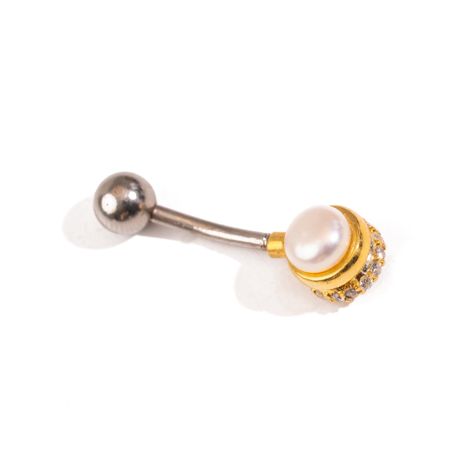 Royal Pearl & Diamond Sterling Silver Gold Plated Piercing