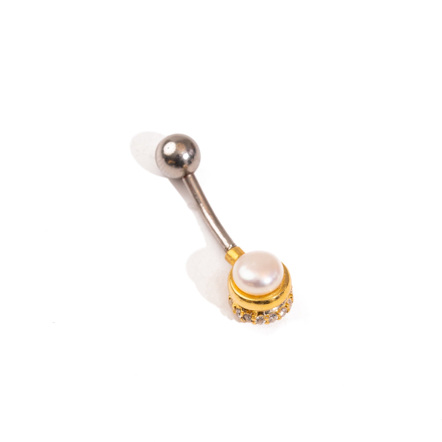 Royal Pearl & Diamond Sterling Silver Gold Plated Piercing