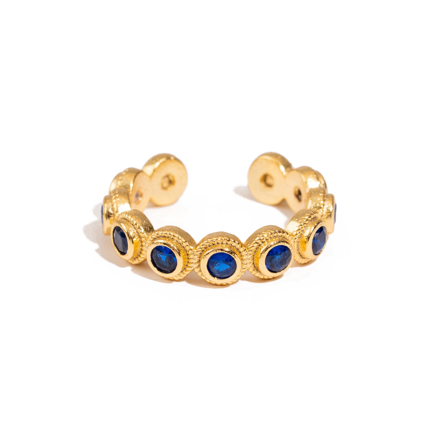 Royal Sapphire Adjustable Gold Plated Stackable Ring