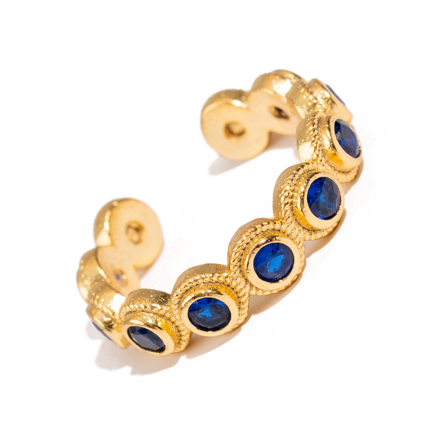 Royal Sapphire Adjustable Gold Plated Stackable Ring