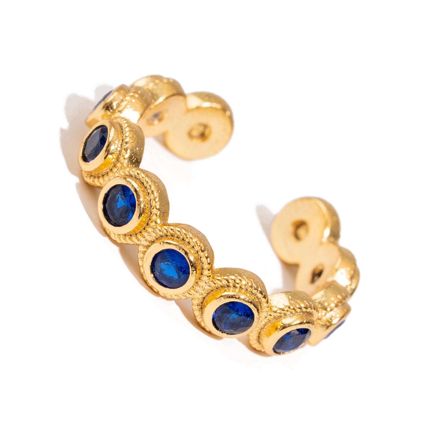 Royal Sapphire Adjustable Gold Plated Stackable Ring