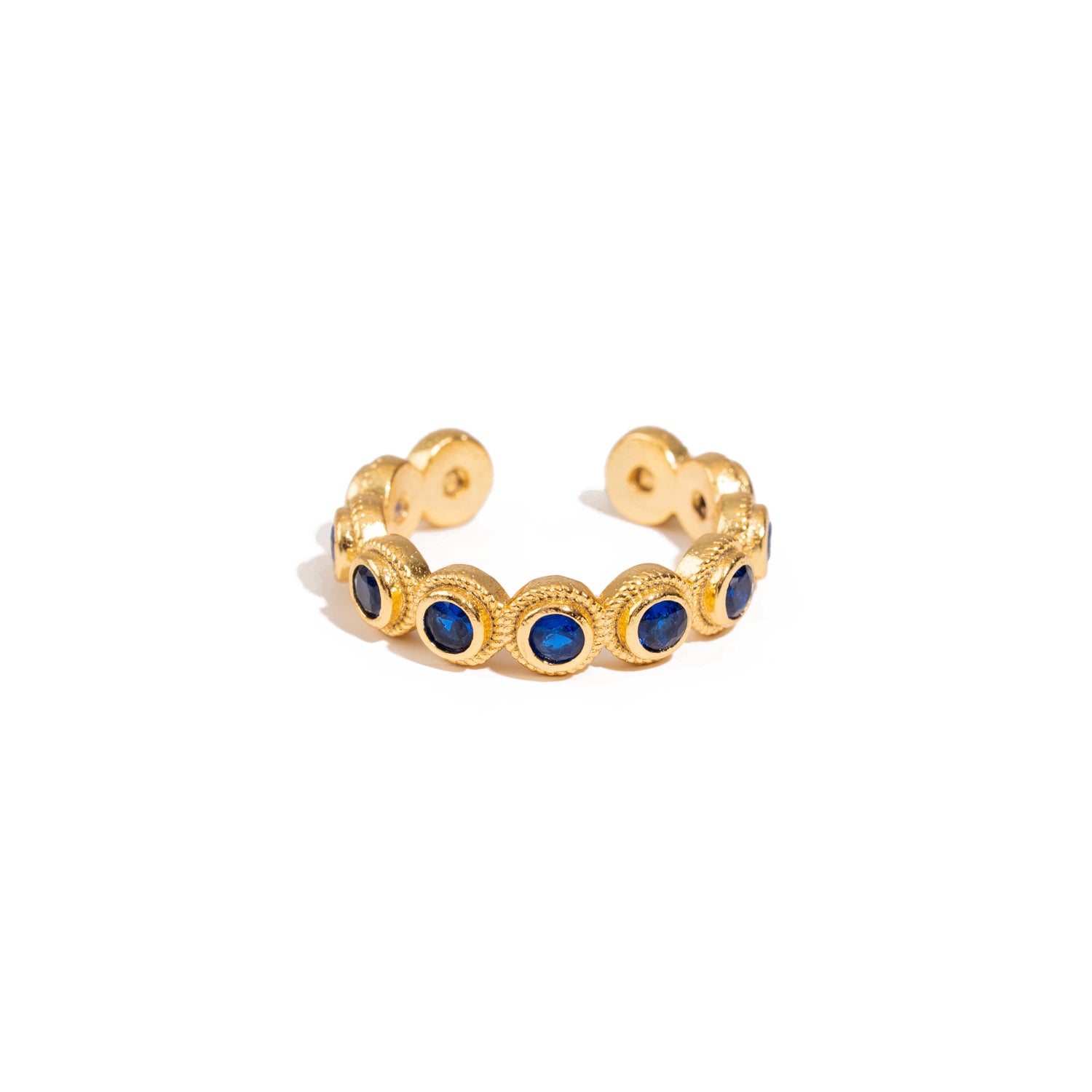 Royal Sapphire Adjustable Gold Plated Stackable Ring