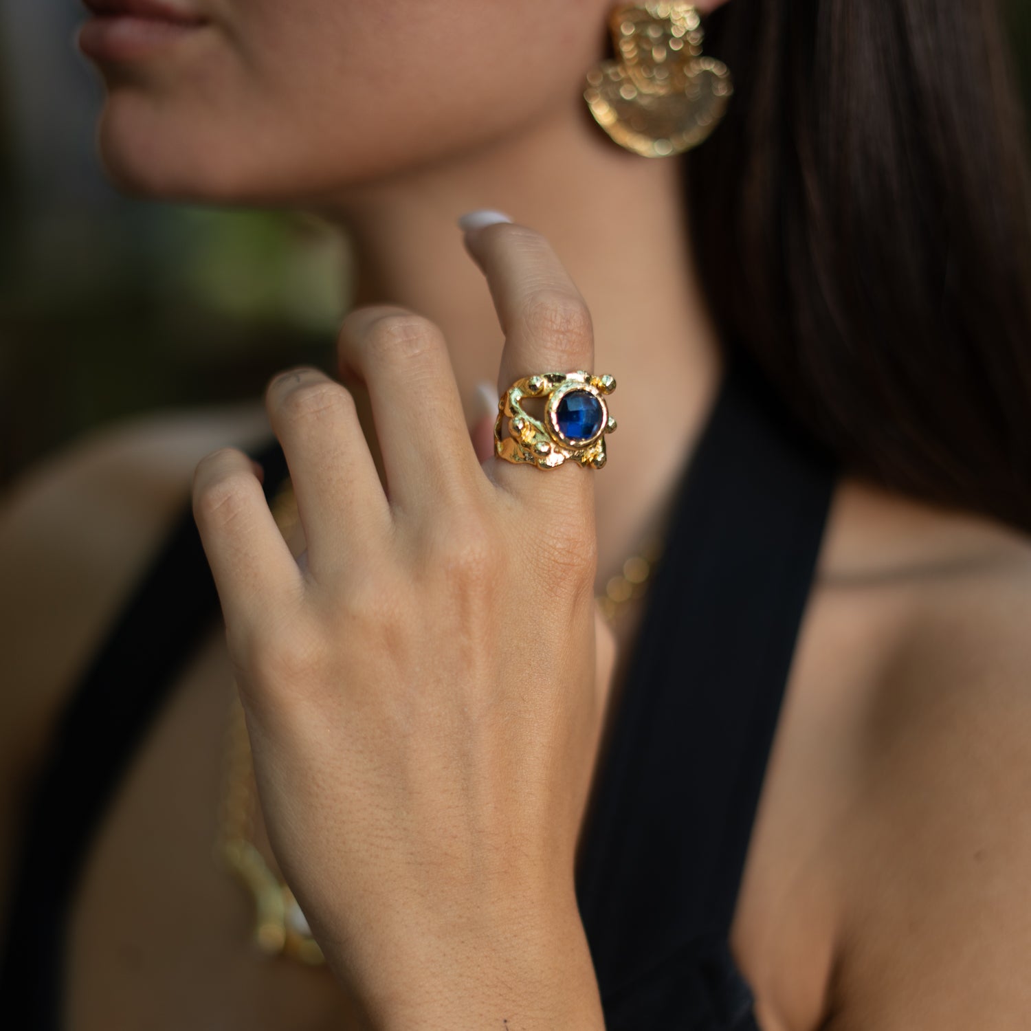 Royal Sapphire Crown Statement Ring