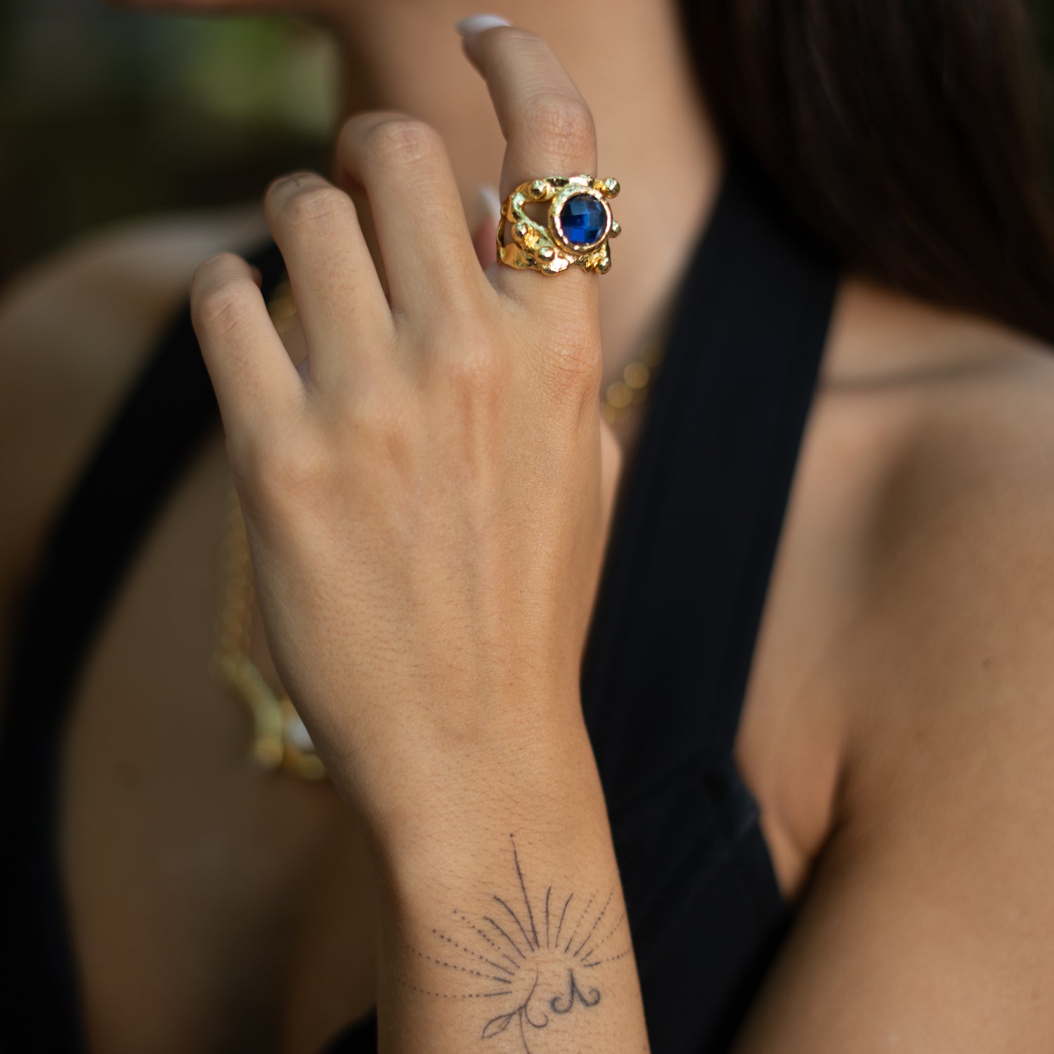 Royal Sapphire Crown Statement Ring