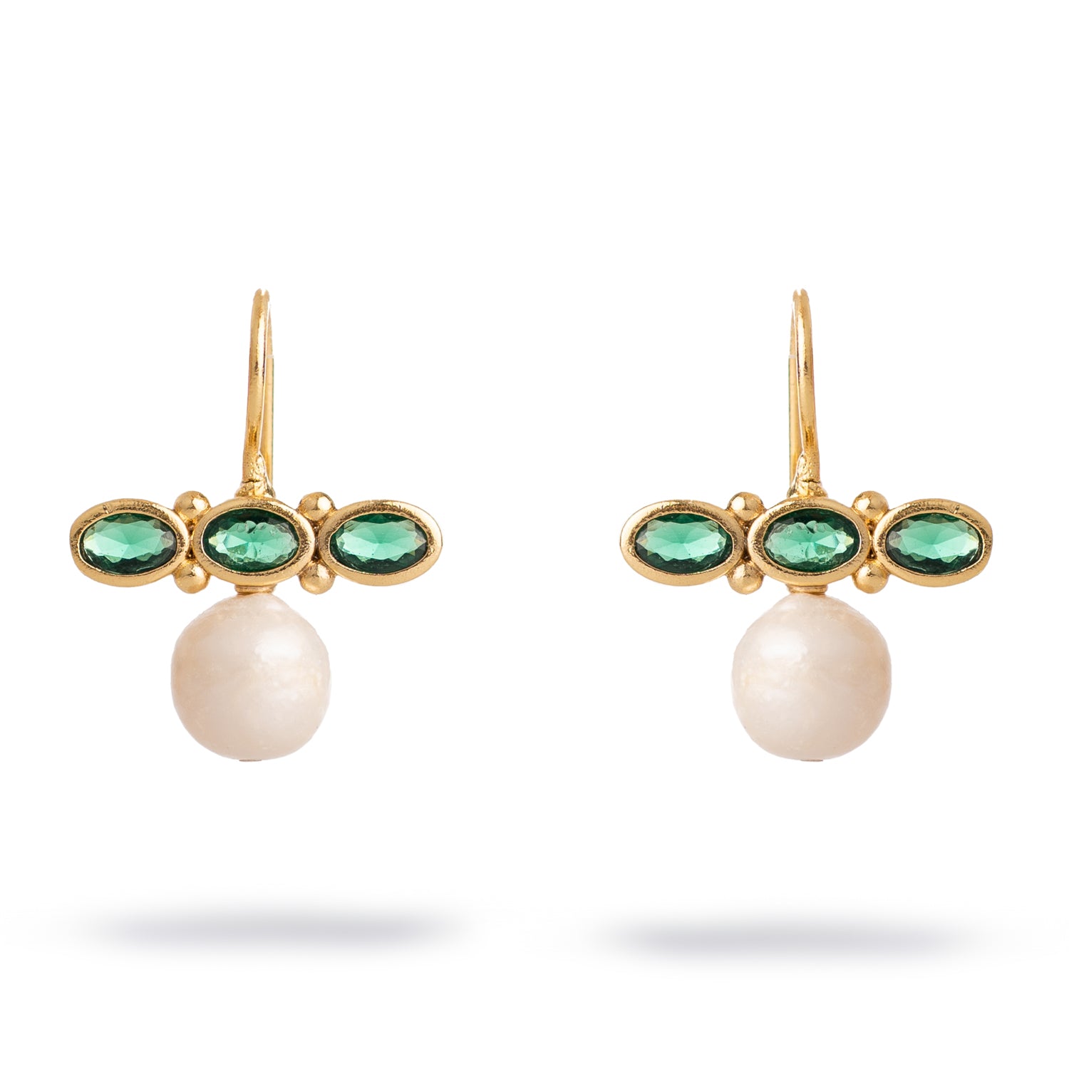 Royal Emerald Pearl Drop Earrings