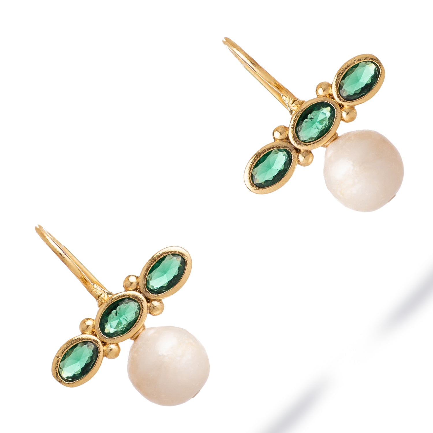 Royal Emerald Pearl Drop Earrings
