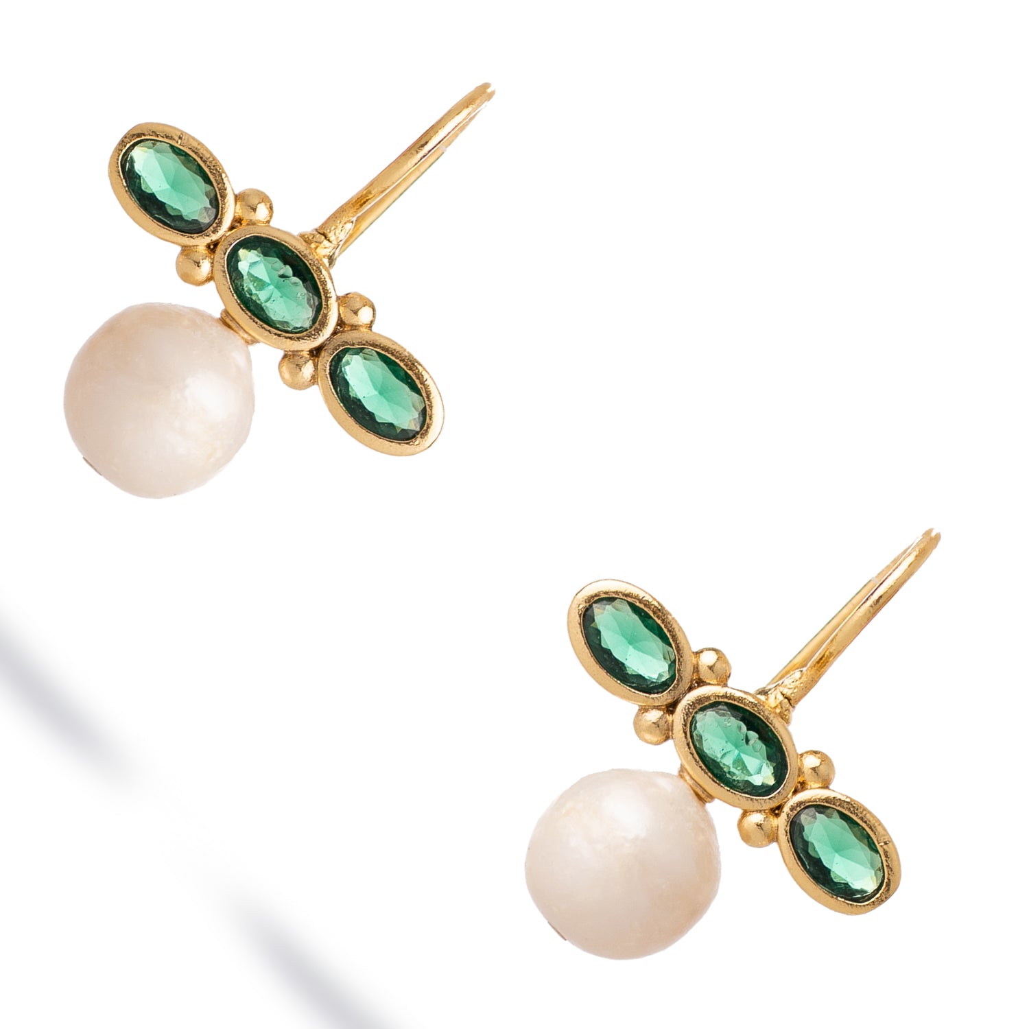 Royal Emerald Pearl Drop Earrings