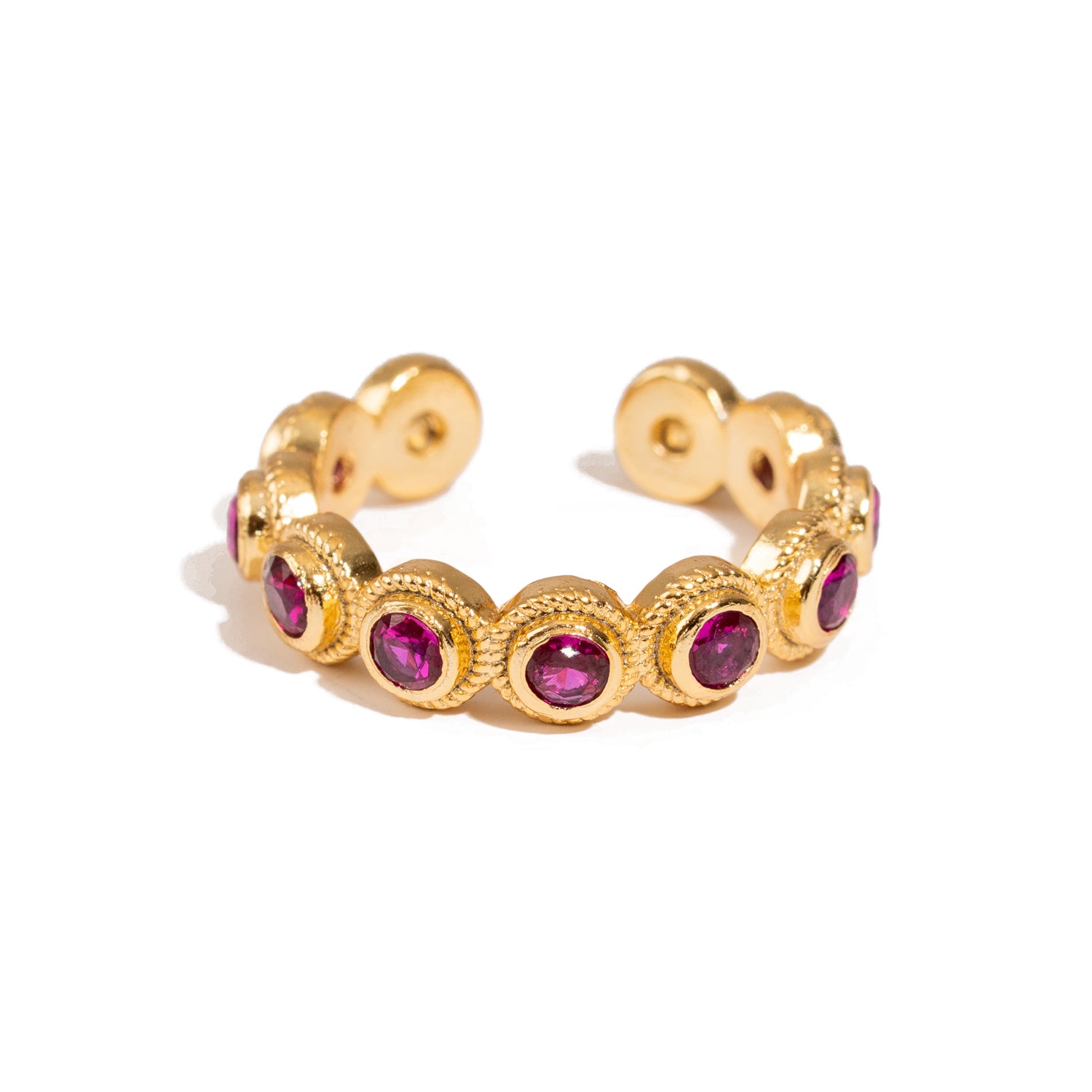 Ruby Passion Adjustable Gold Plated Stackable Ring