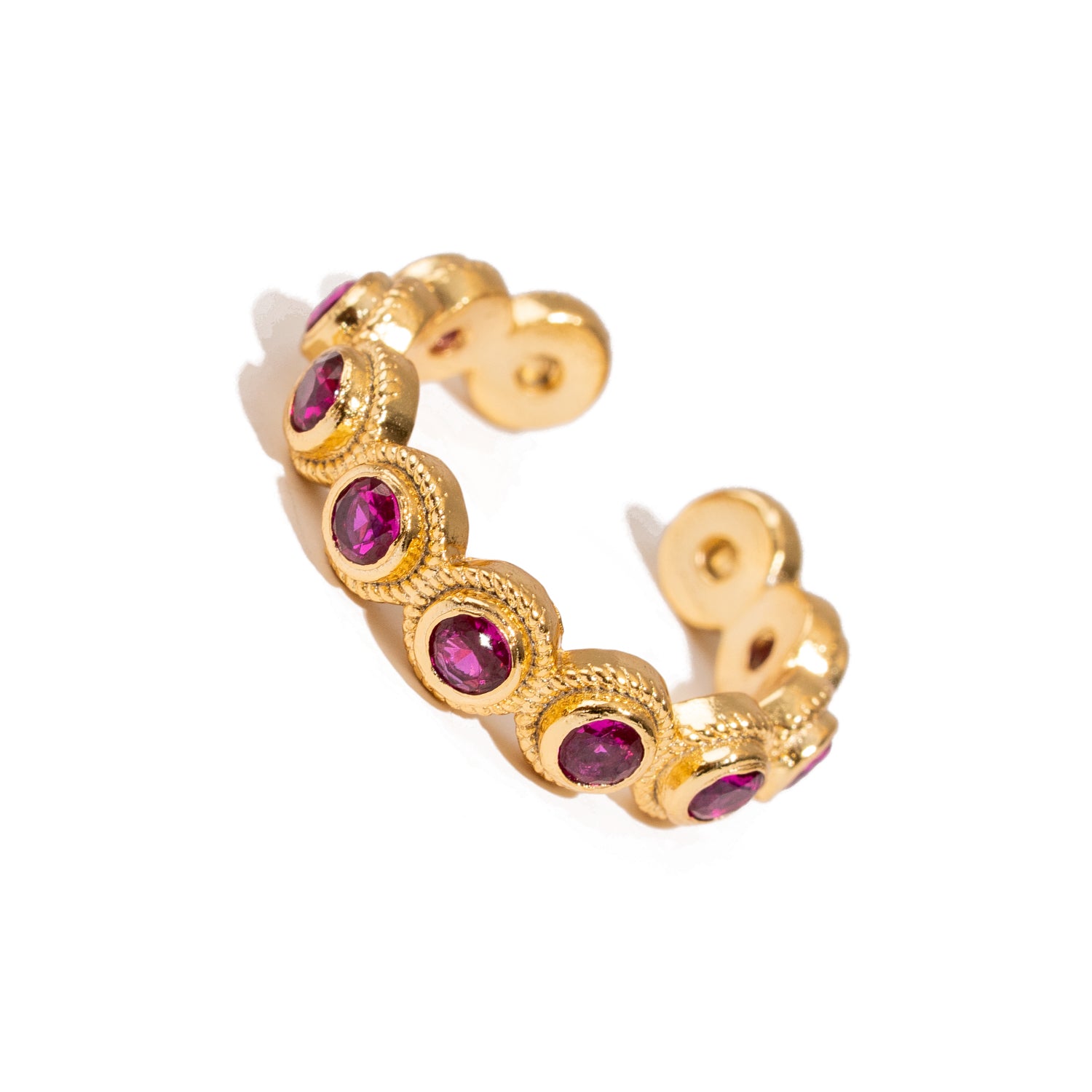 Ruby Passion Adjustable Gold Plated Stackable Ring