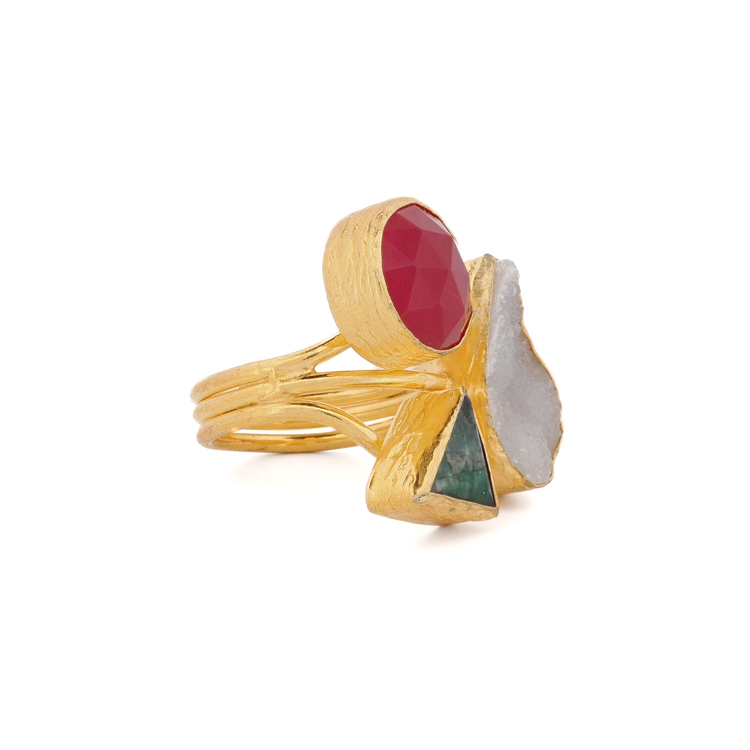 Adjustable statement ring symbolizing the harmony of sacred geometry and elemental balance