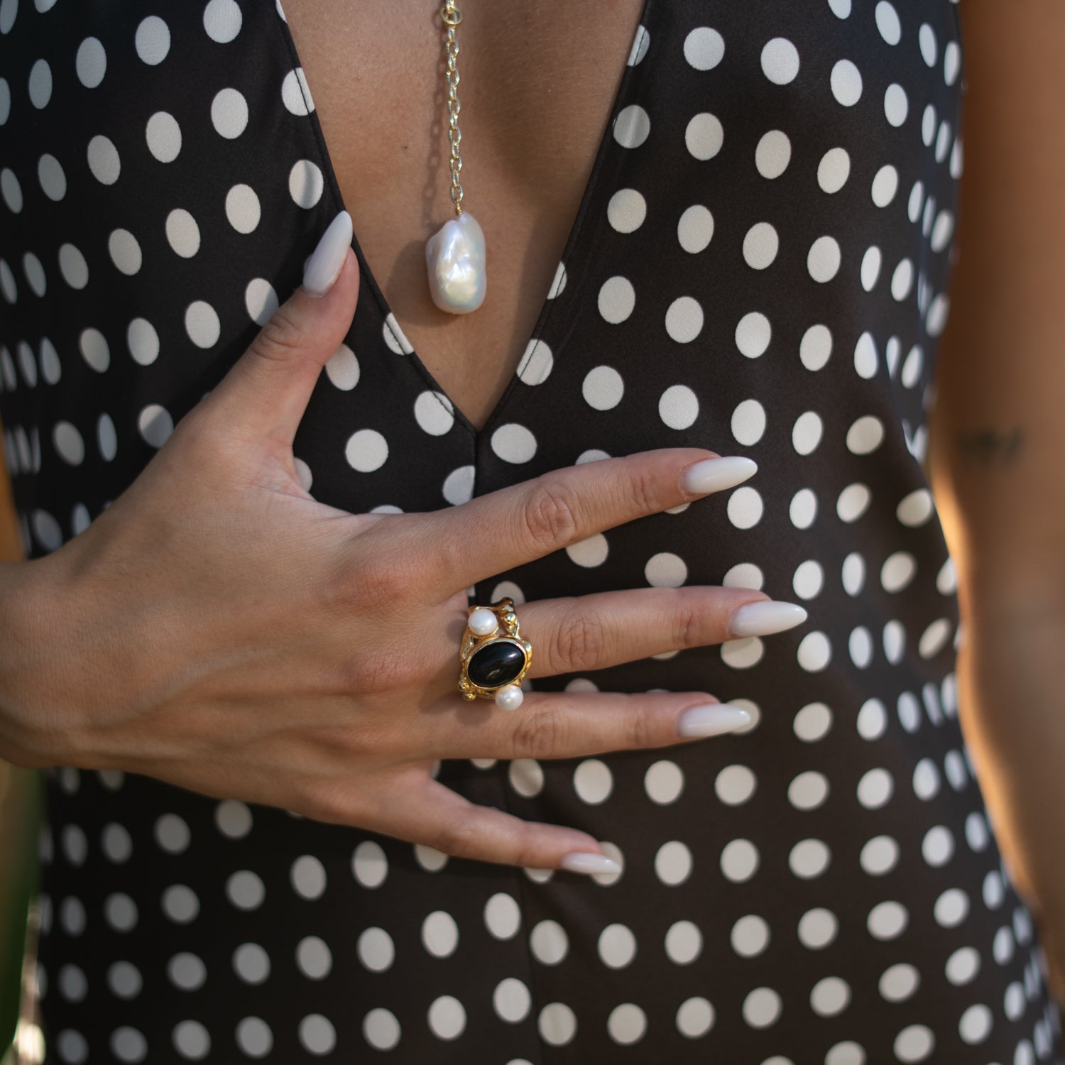 Sacred Harmony Onyx & Pearl Ring