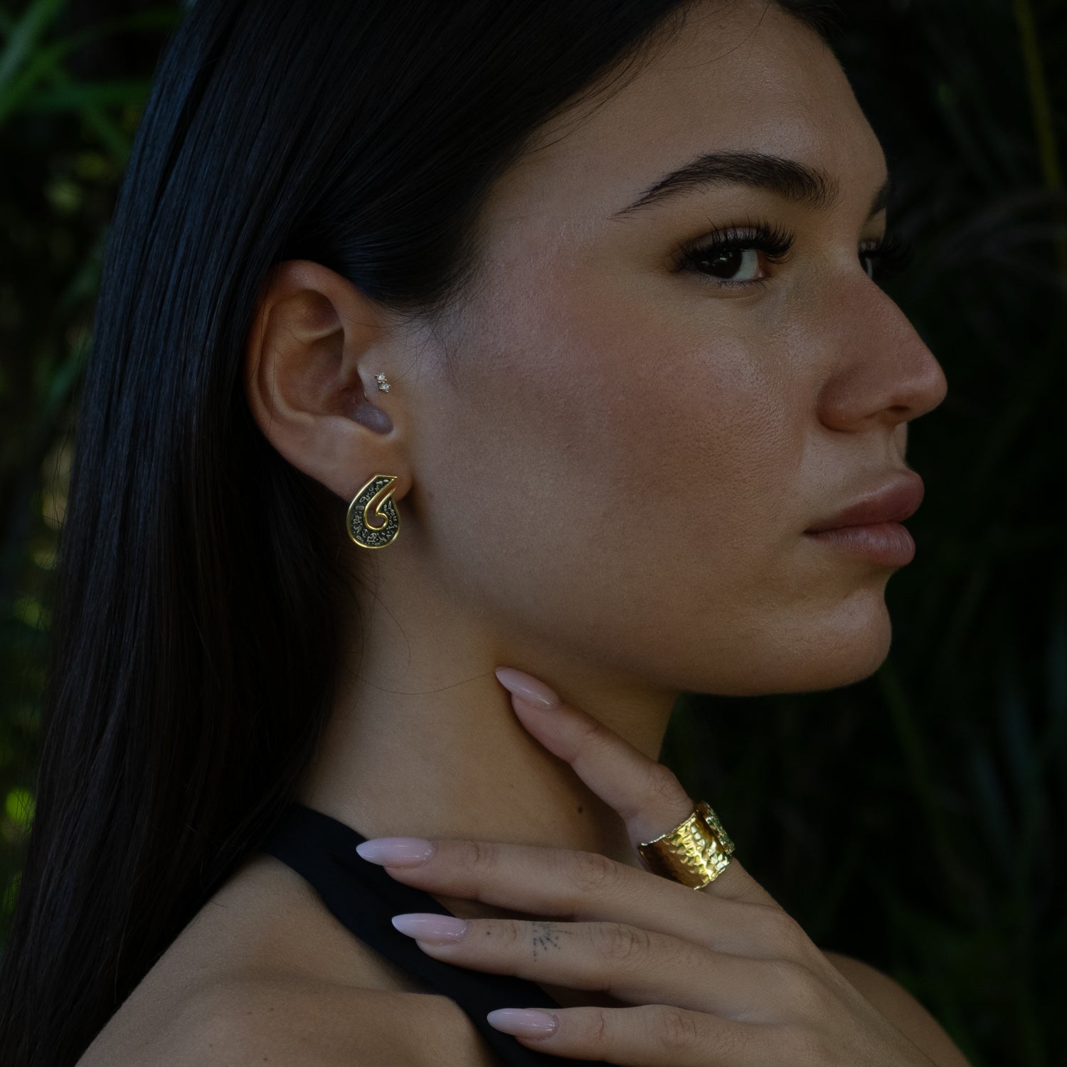 Sacred Script Two Tone Stud Earrings