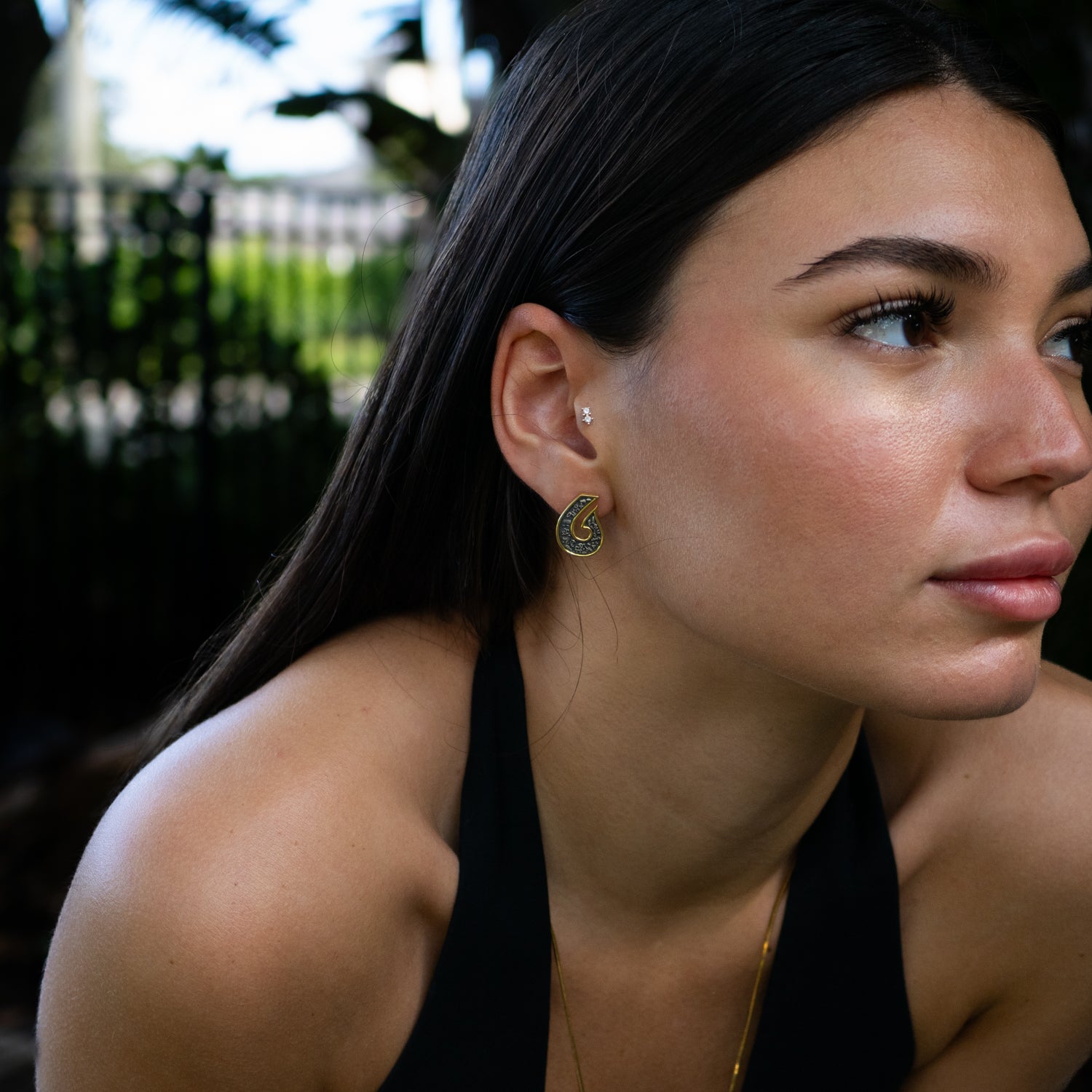 Sacred Script Two Tone Stud Earrings