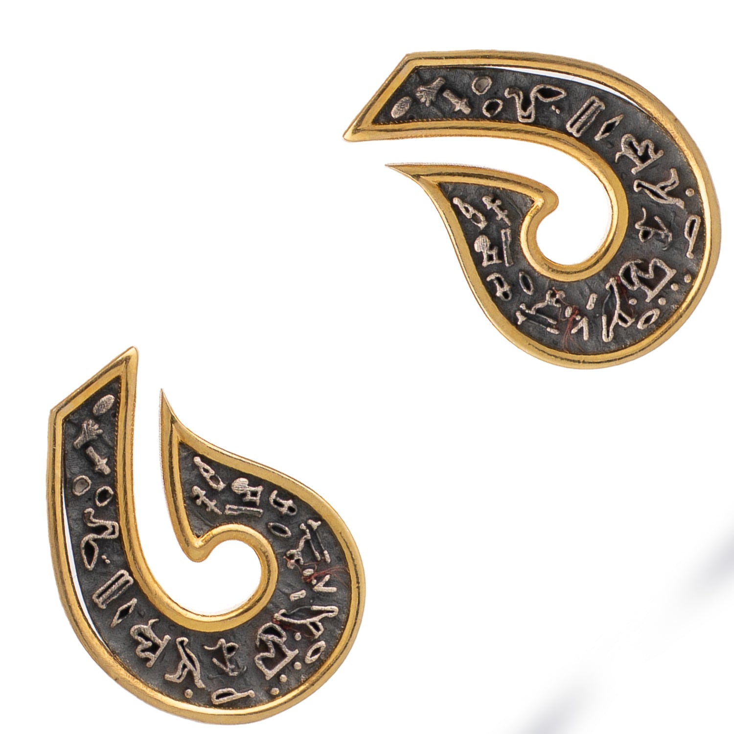 Sacred Script Two Tone Stud Earrings