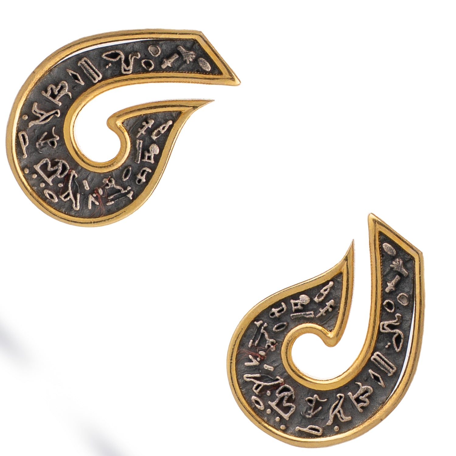 Sacred Script Two Tone Stud Earrings