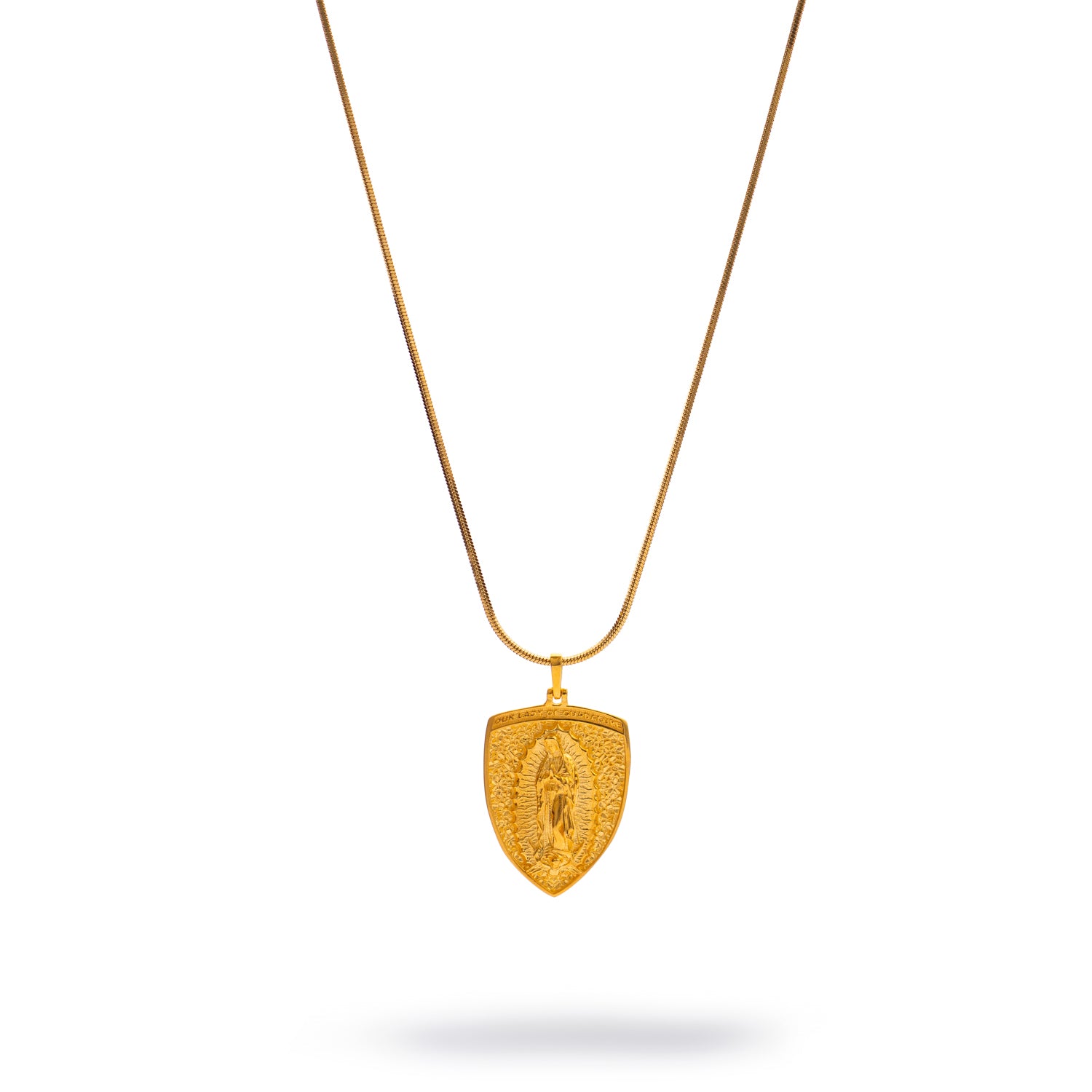 Sacred Virgin Mary Gold Medallion Necklace