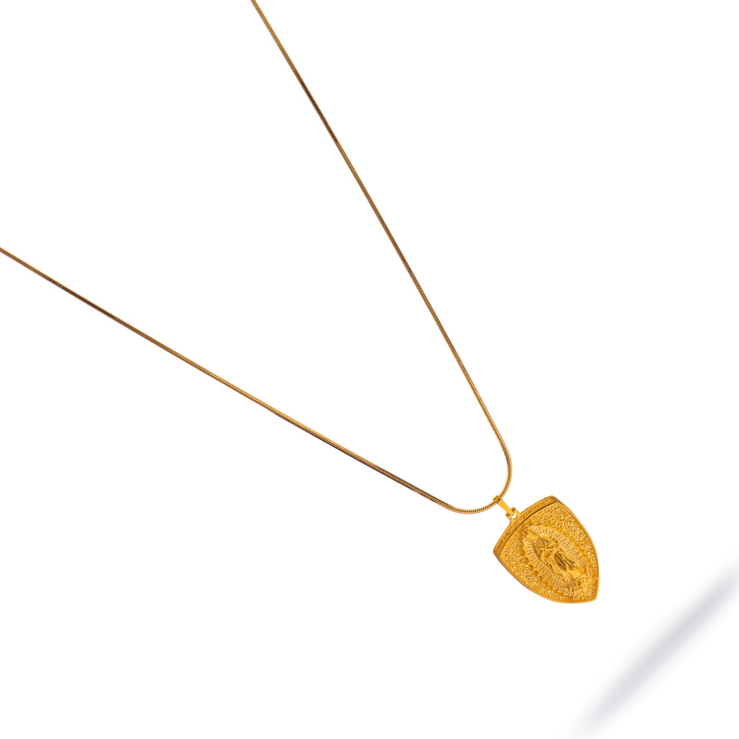 Sacred Virgin Mary Gold Medallion Necklace