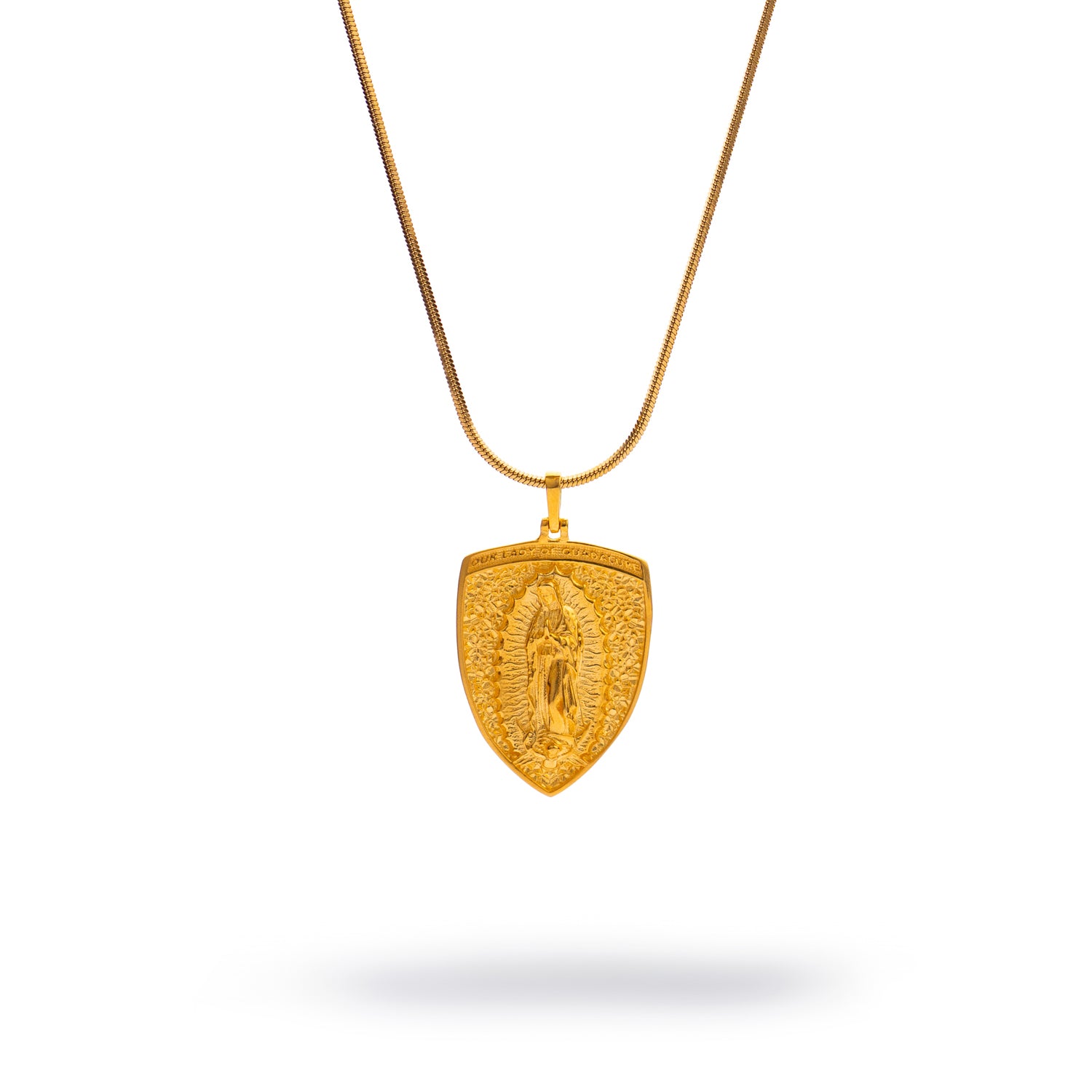 Sacred Virgin Mary Gold Medallion Necklace