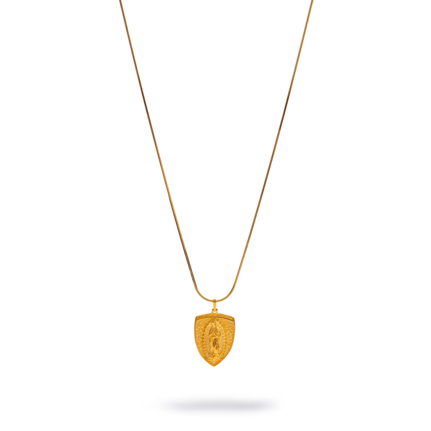 Sacred Virgin Mary Gold Medallion Necklace