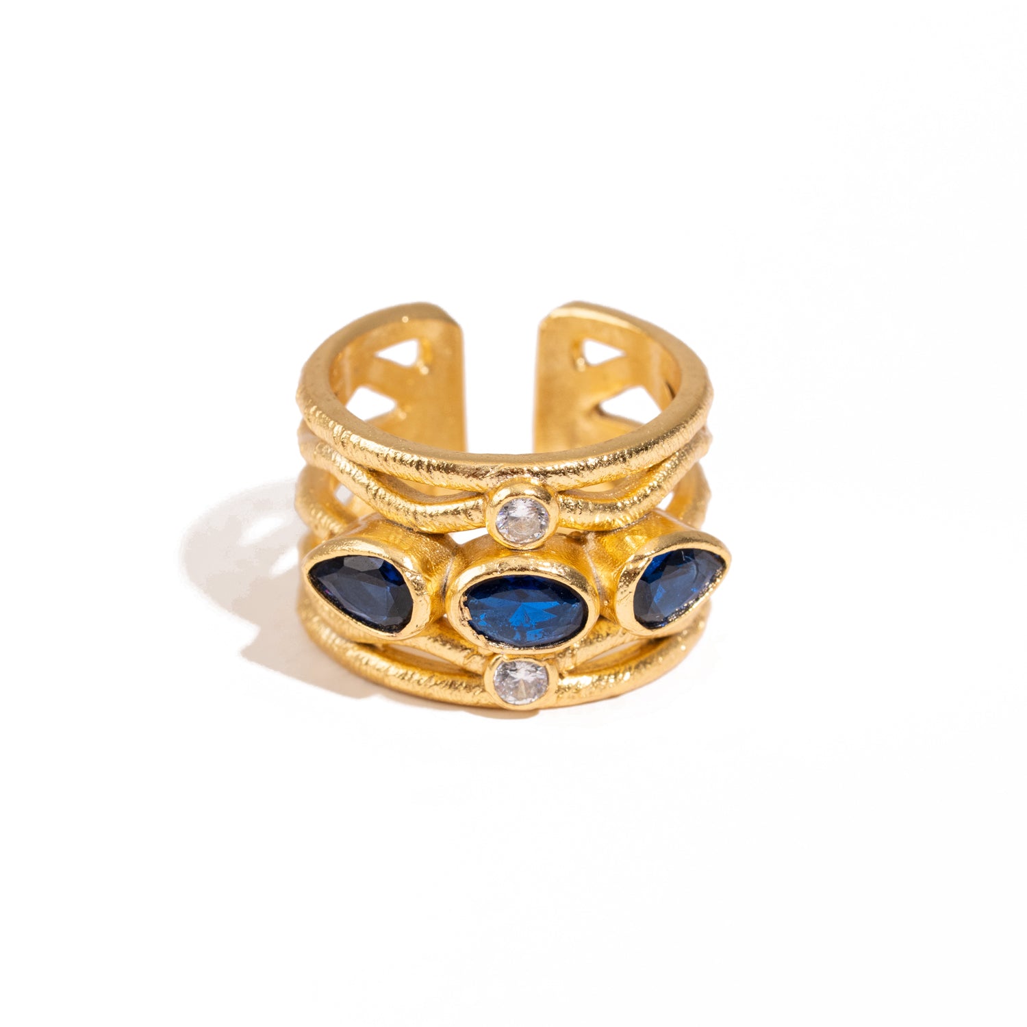 Sapphire & Diamond Regal Adjustable Gold Ring