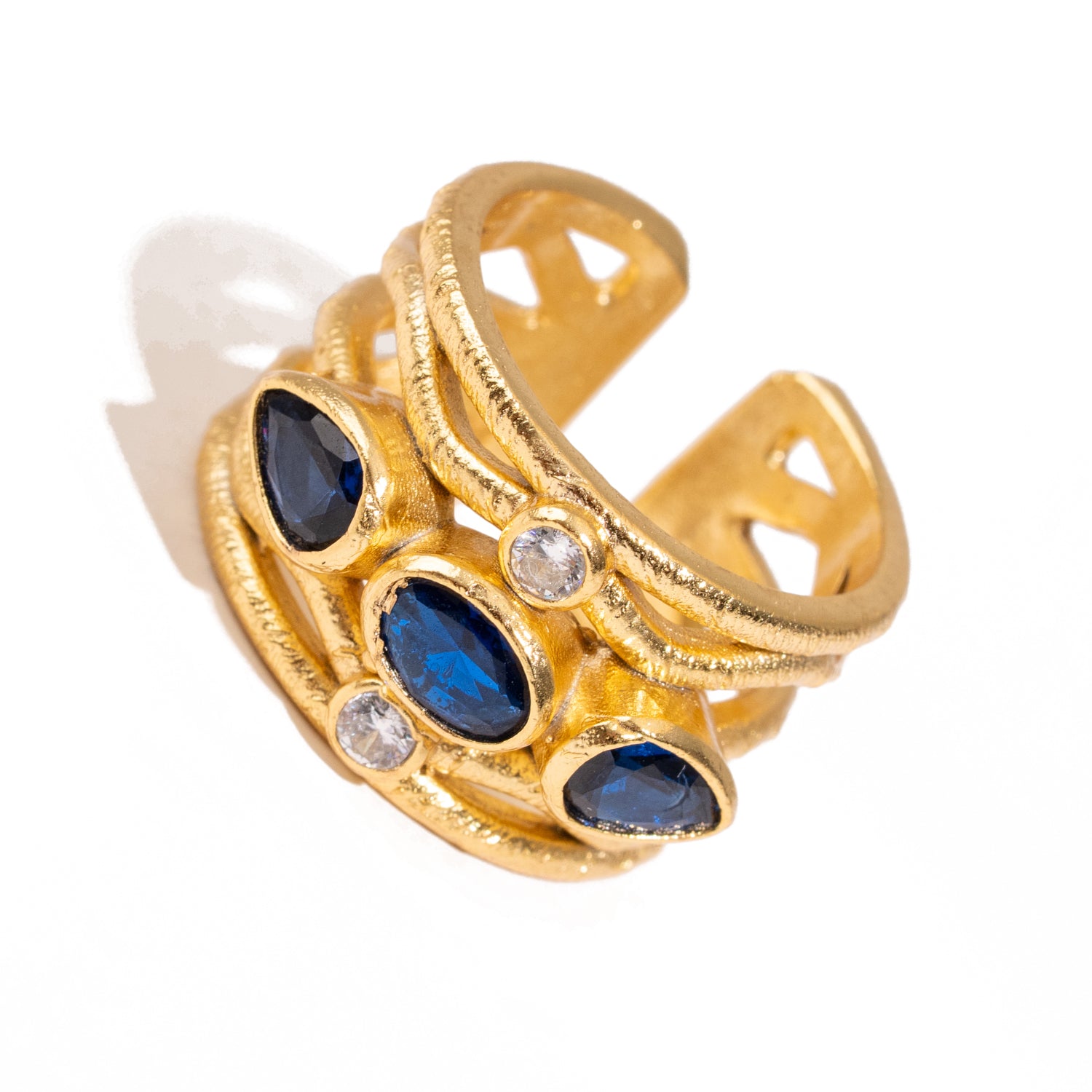 Sapphire & Diamond Regal Adjustable Gold Ring