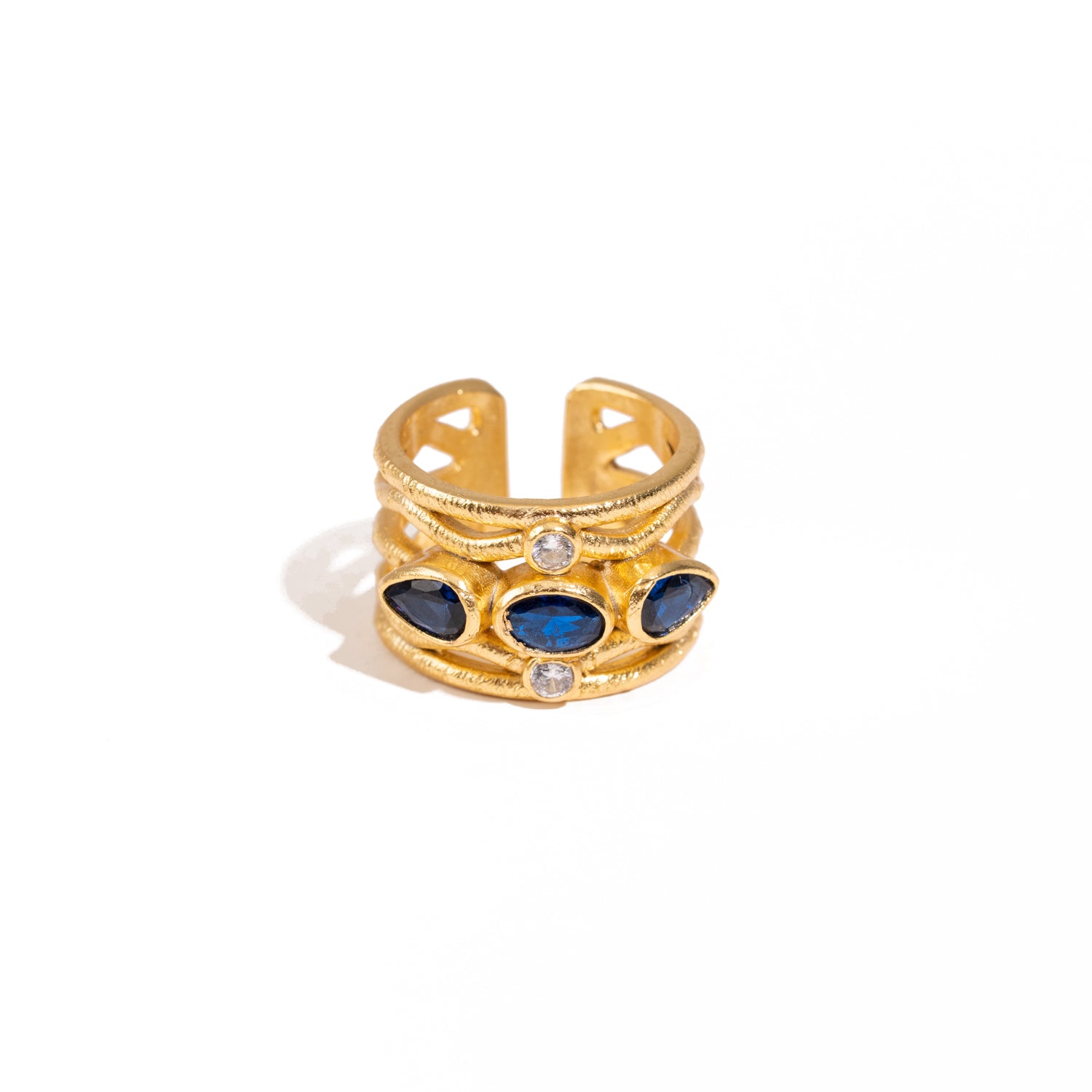 Sapphire & Diamond Regal Adjustable Gold Ring
