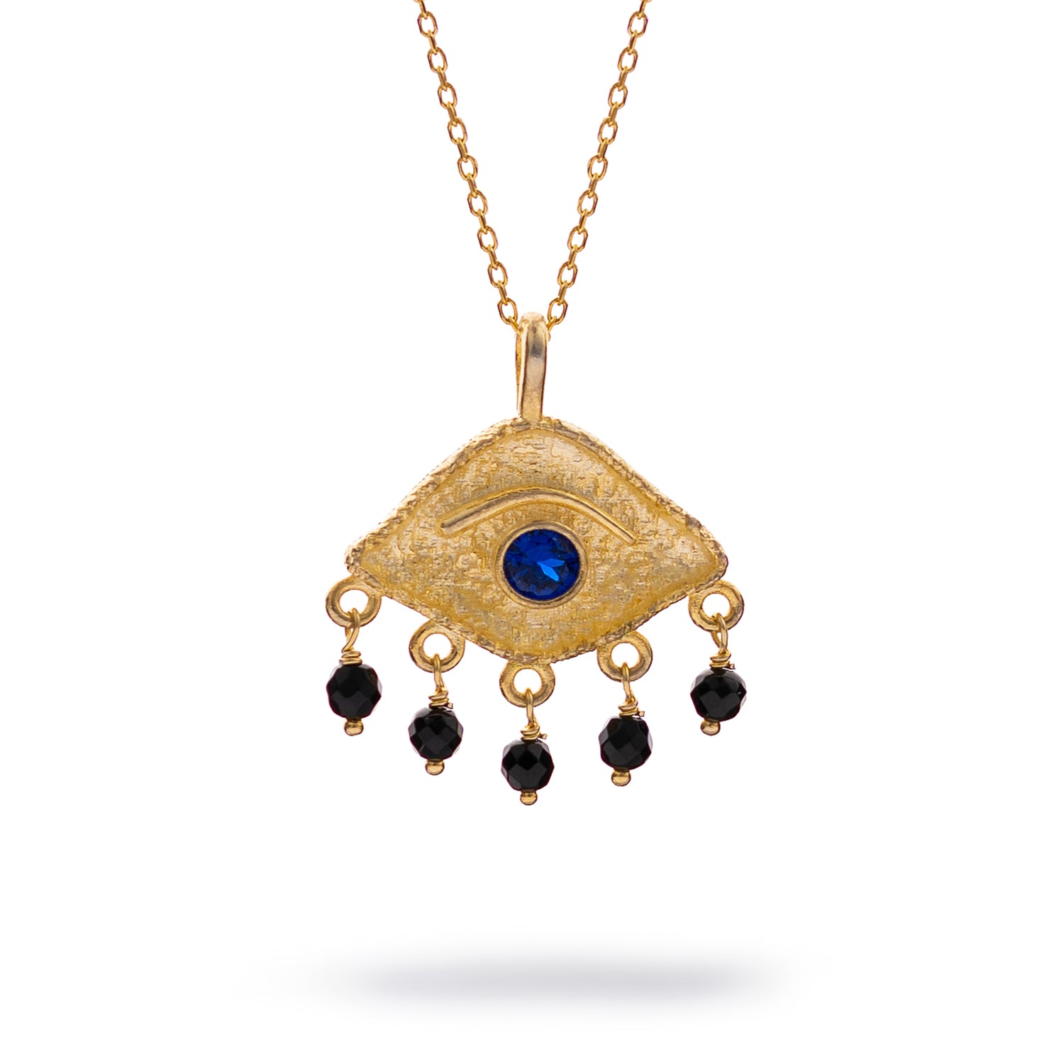 Sapphire Eye Horizon Onyx Gold Necklace