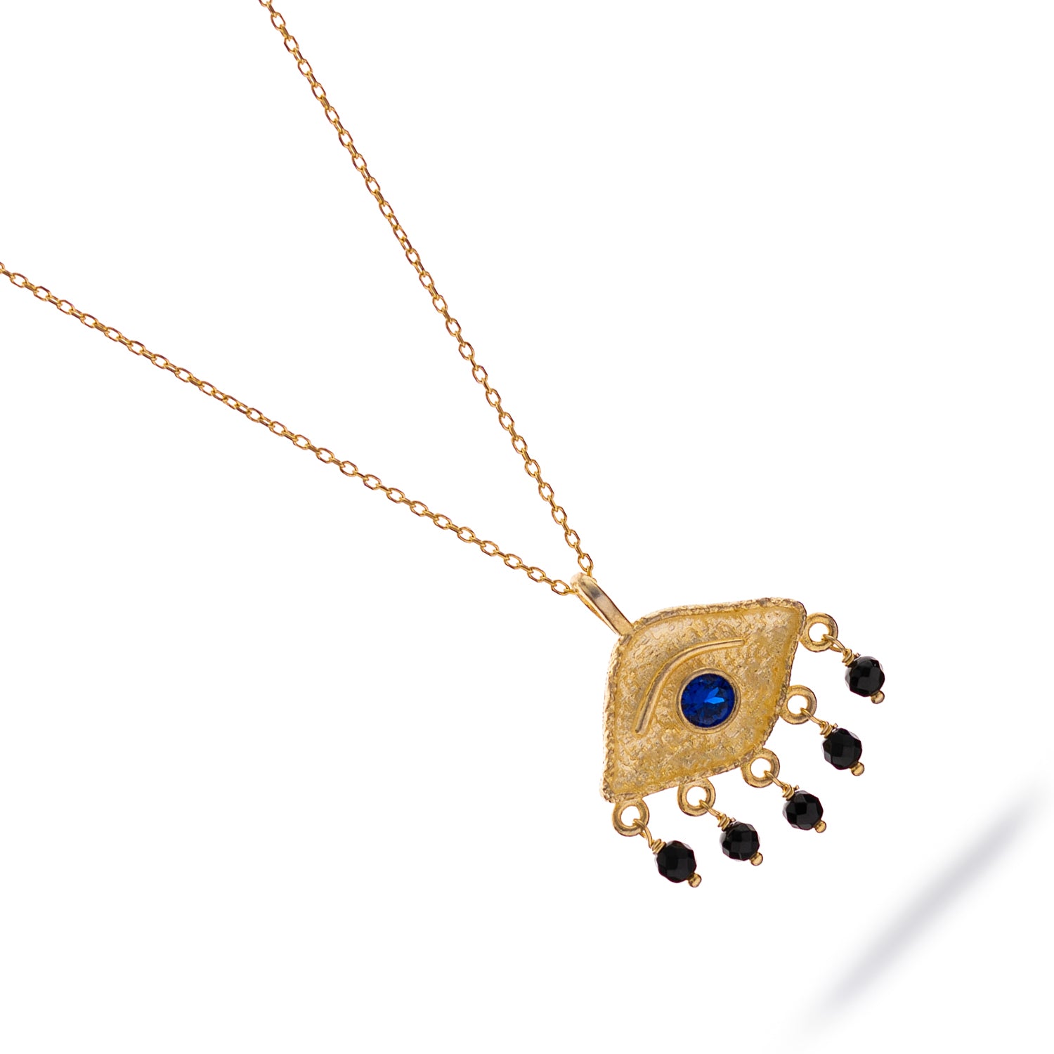 Sapphire Eye Horizon Onyx Gold Necklace