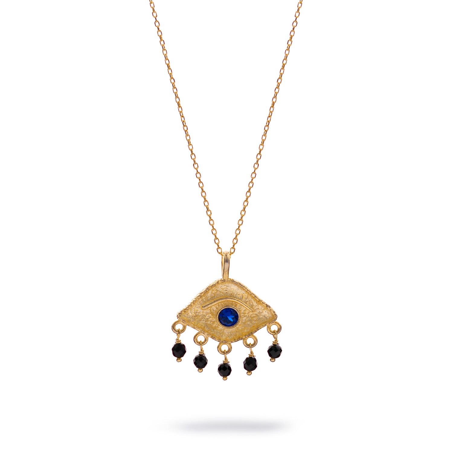 Sapphire Eye Horizon Onyx Gold Necklace
