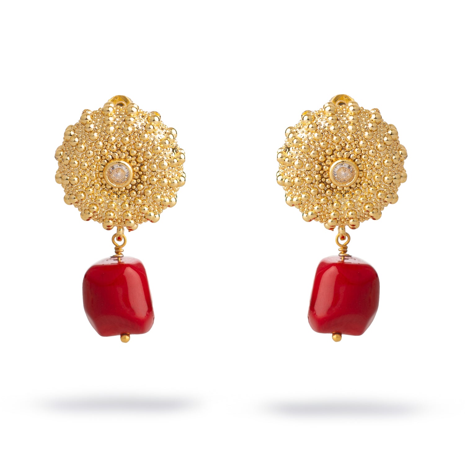 Scarlet Aura Coral Dangle Earrings