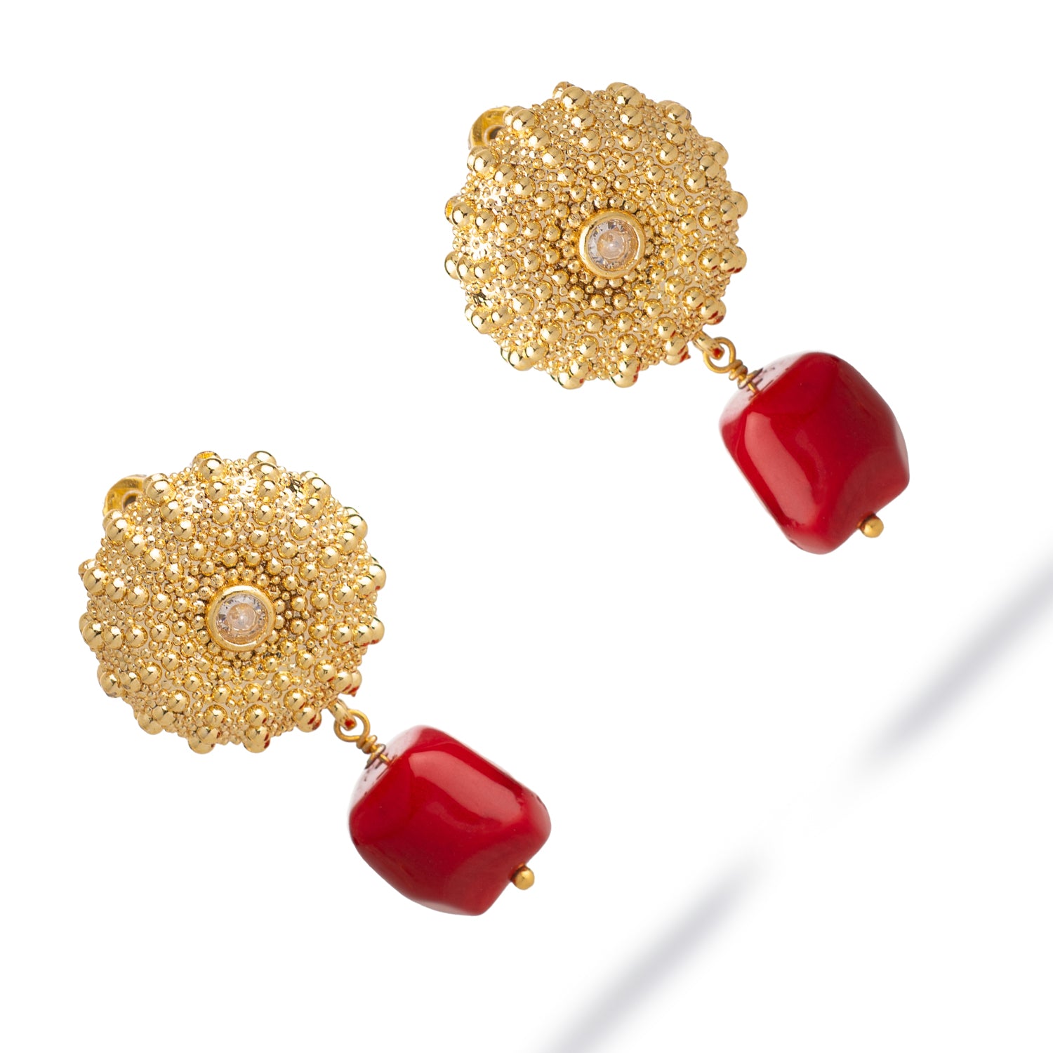 Scarlet Aura Coral Dangle Earrings