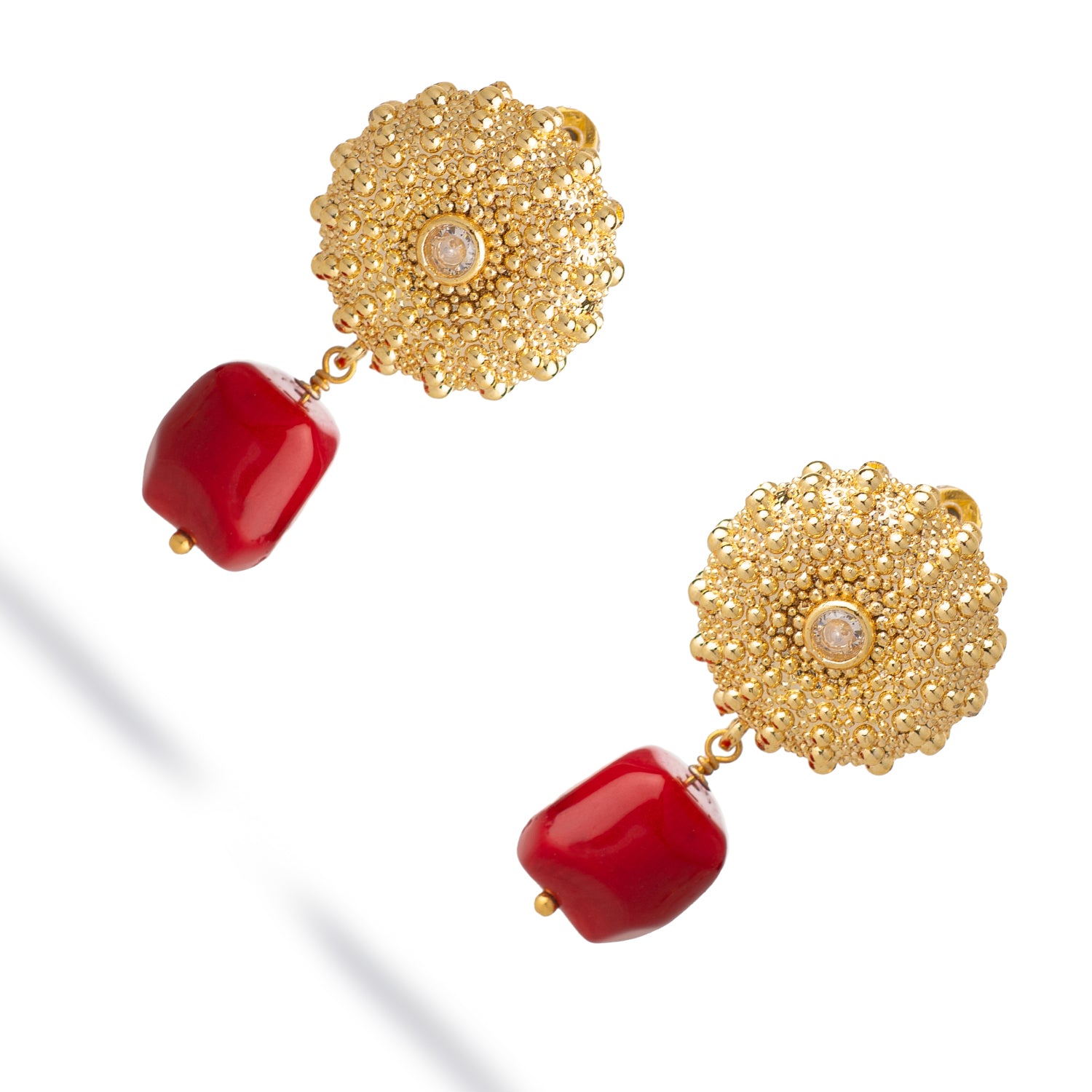 Scarlet Aura Coral Dangle Earrings