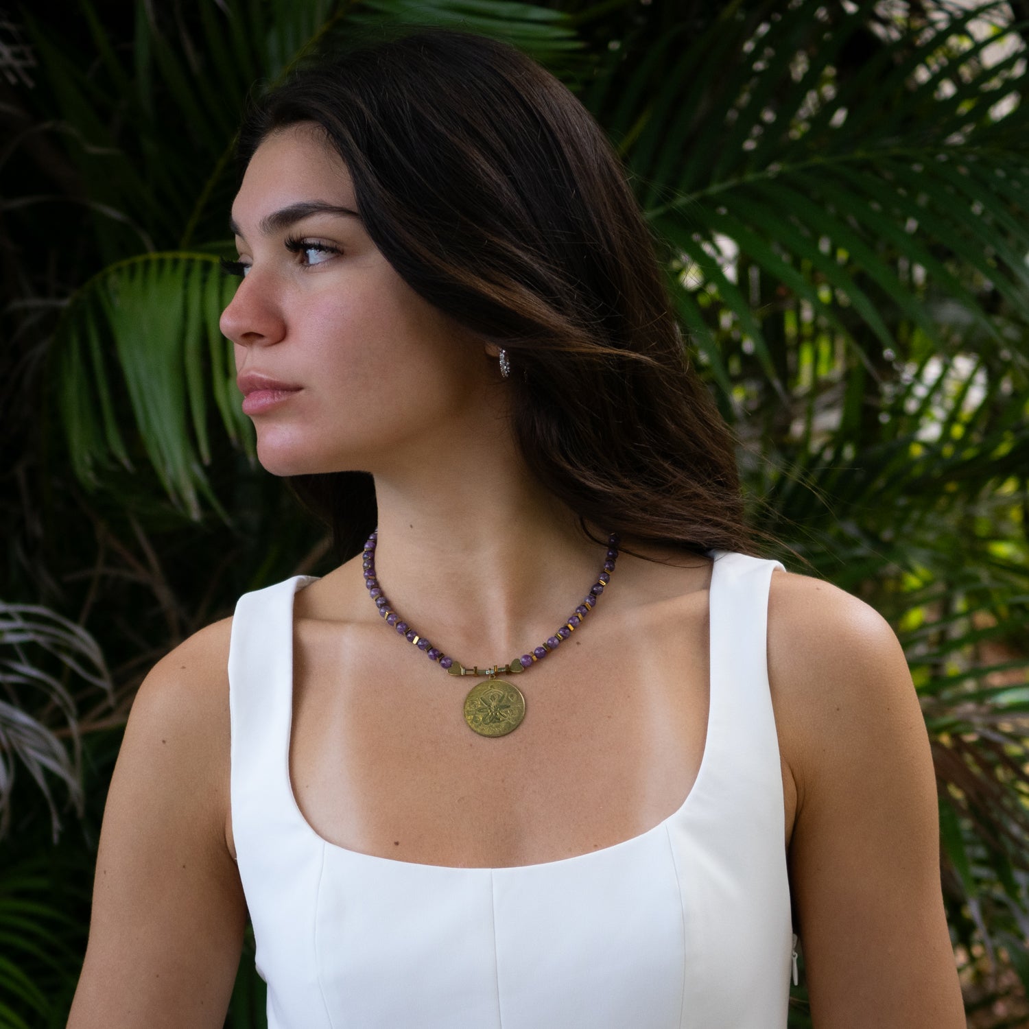See The Good Amethyst Beaded Choker Necklace