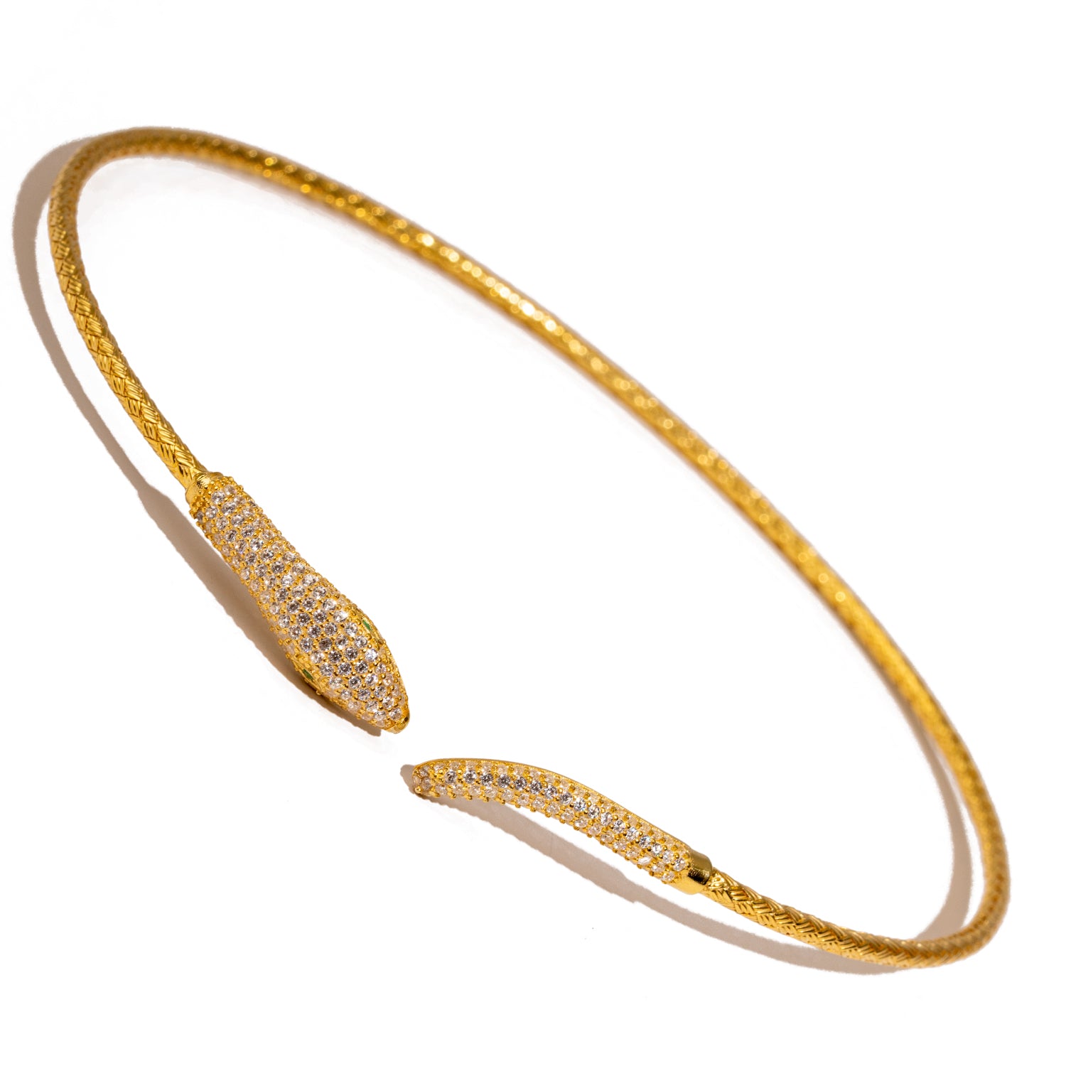 Serpent Queen Emerald Eyes Gold Choker Necklace